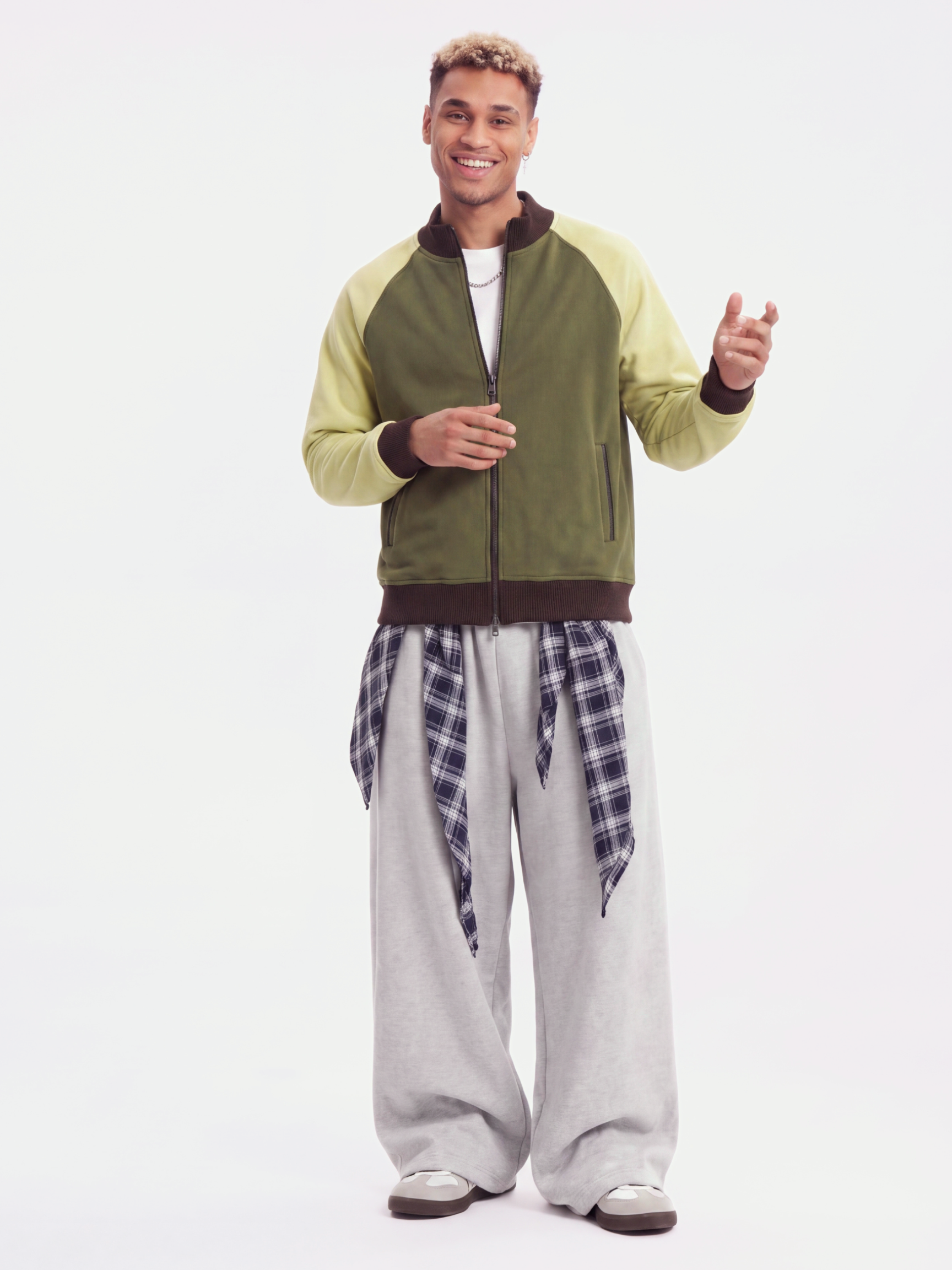 EdgeDrift - Unisex Color-Block Raglan Stand Collar Zip Jacket