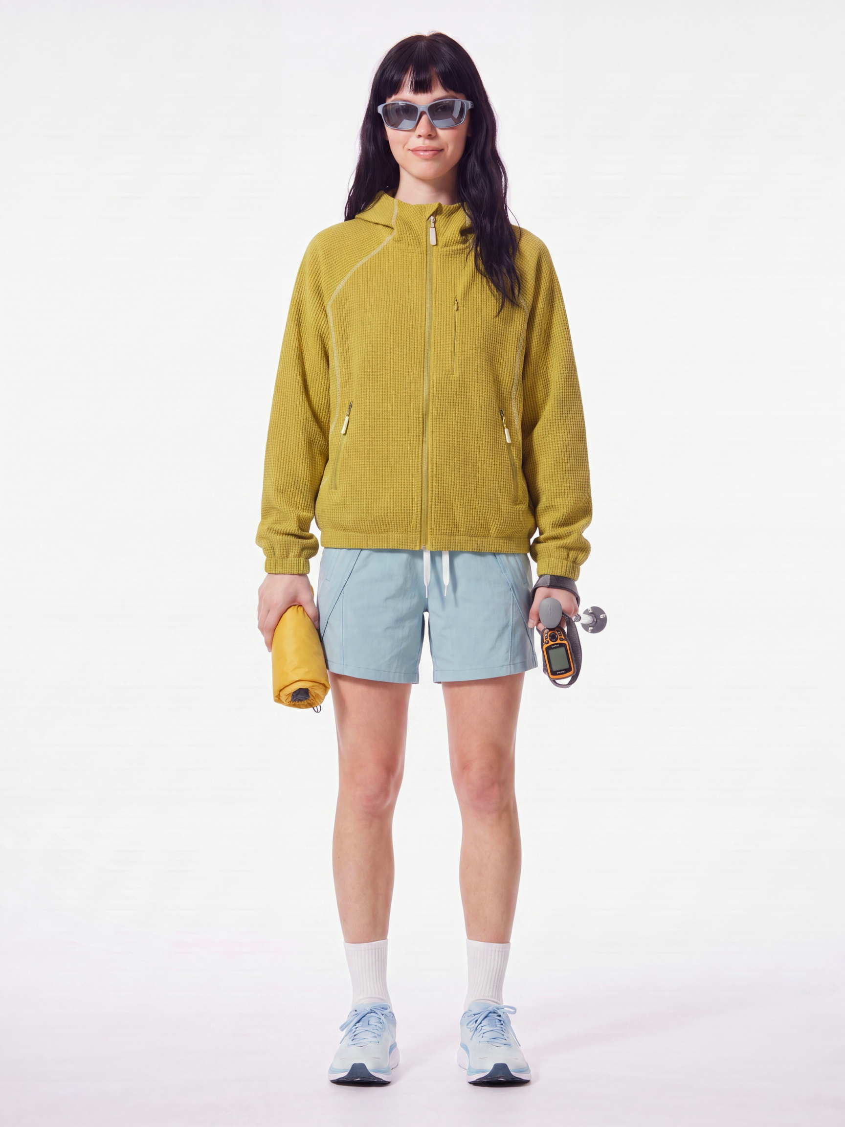 SplitVeil - Unisex Waffle Texture Contrast Stitch Zip-Up Jacket