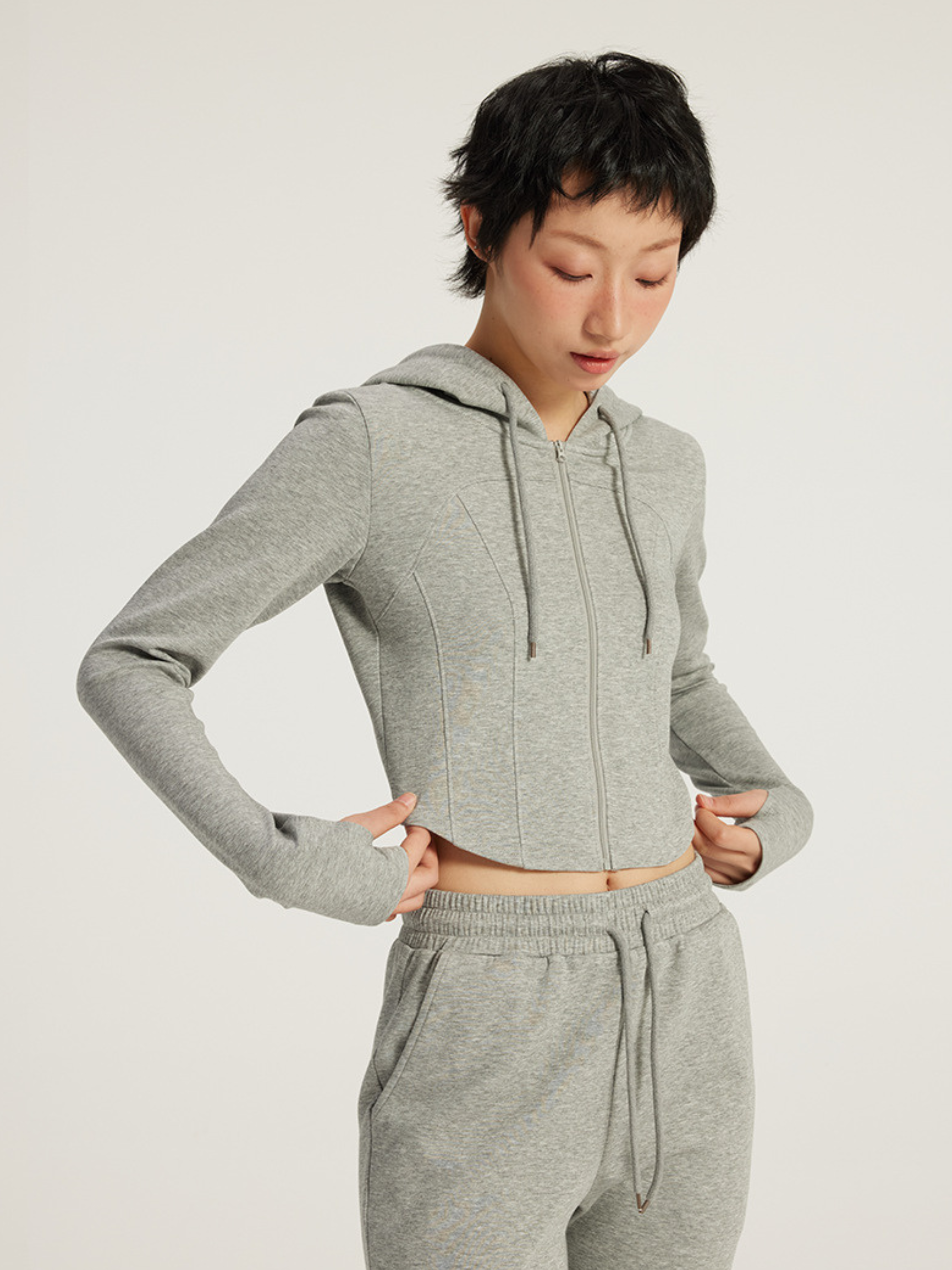 Wildstream - Women's Cropped Fitted Hoodie & High-Waist Micro-Flare Pants Set