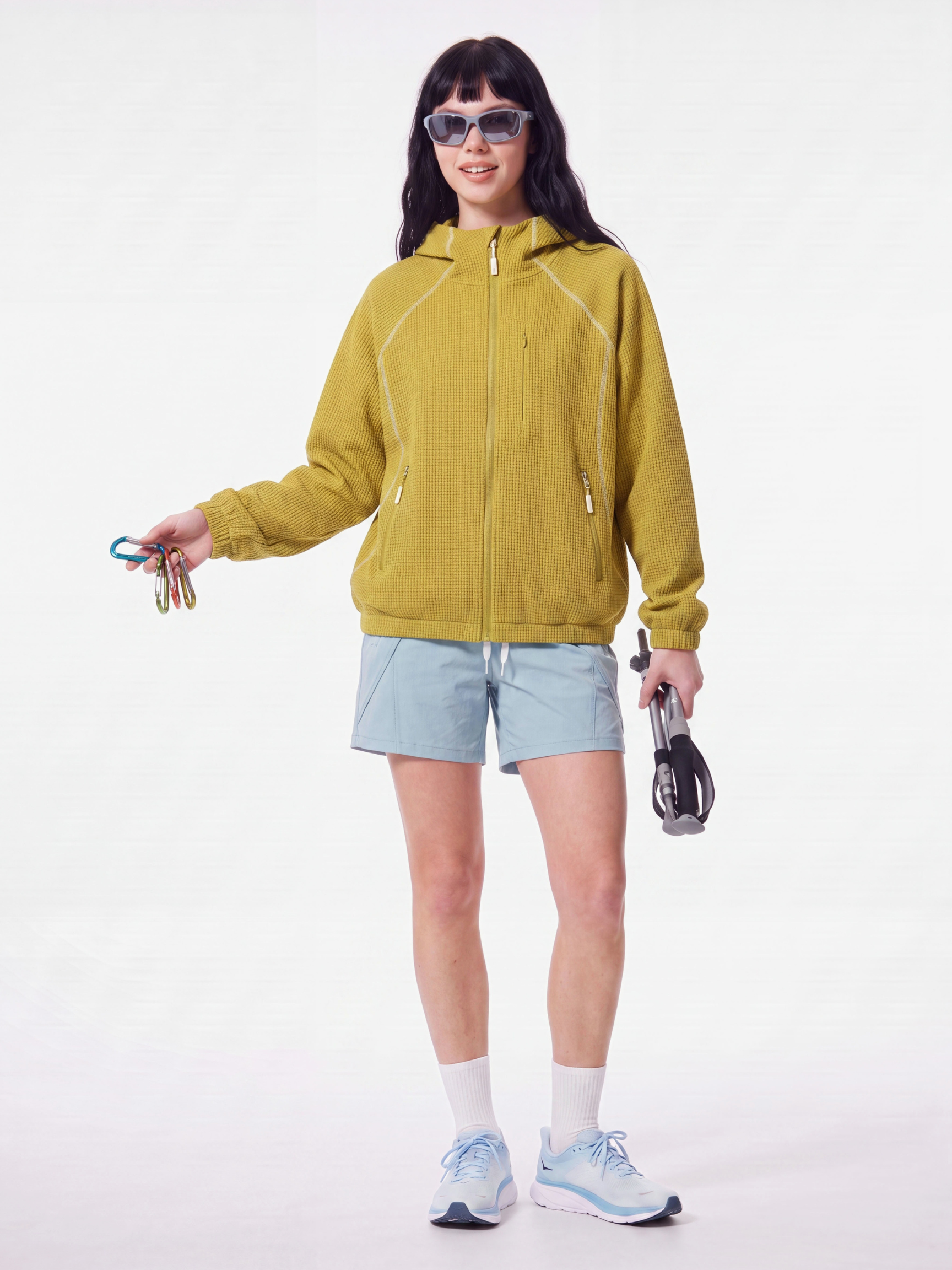 SplitVeil - Unisex Waffle Texture Contrast Stitch Zip-Up Jacket