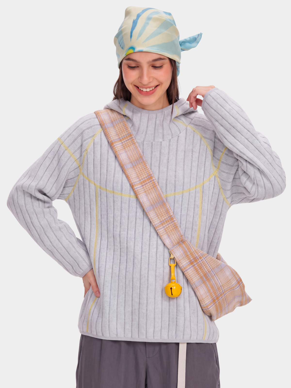 FlipHush - Textured Contrast-Stripe Hooded T-Shirt