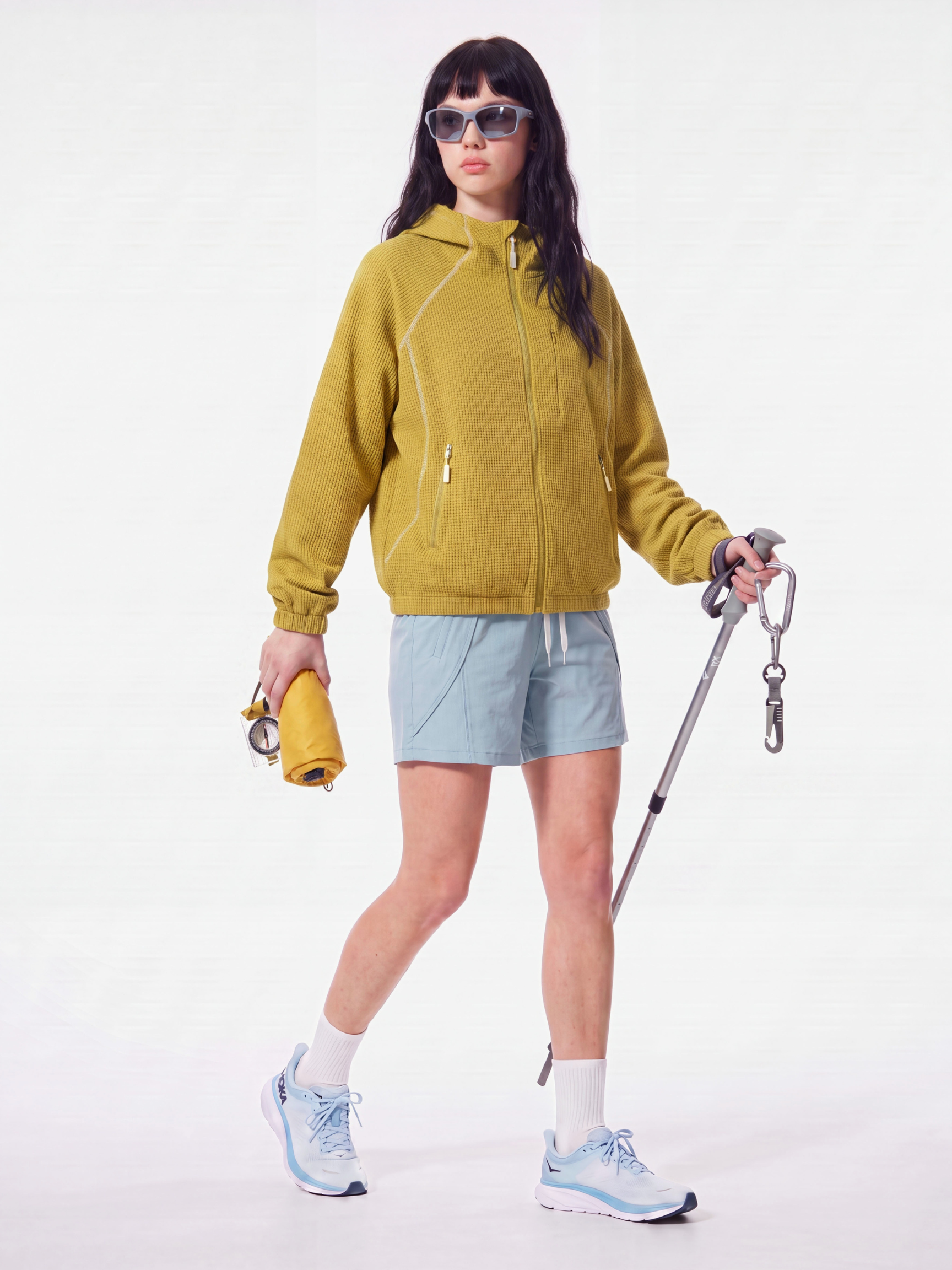 SplitVeil - Unisex Waffle Texture Contrast Stitch Zip-Up Jacket