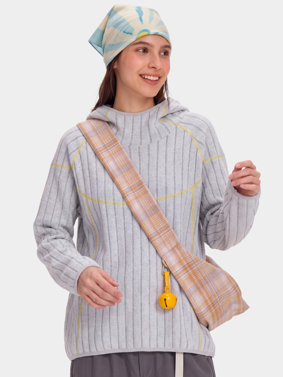 FlipHush - Textured Contrast-Stripe Hooded T-Shirt