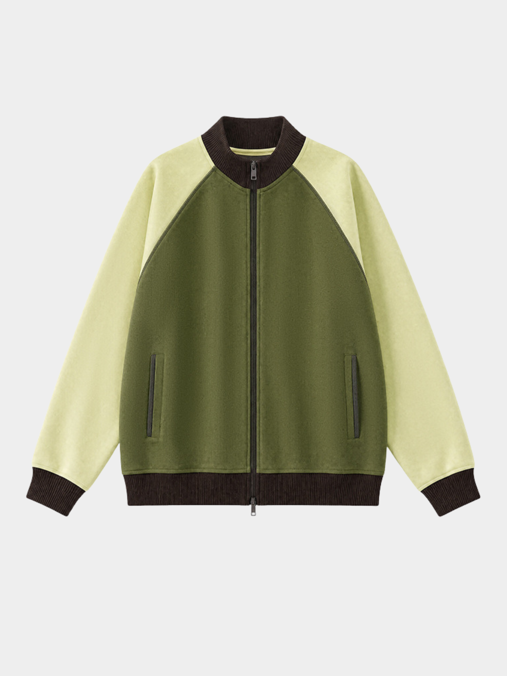 EdgeDrift - Unisex Color-Block Raglan Stand Collar Zip Jacket