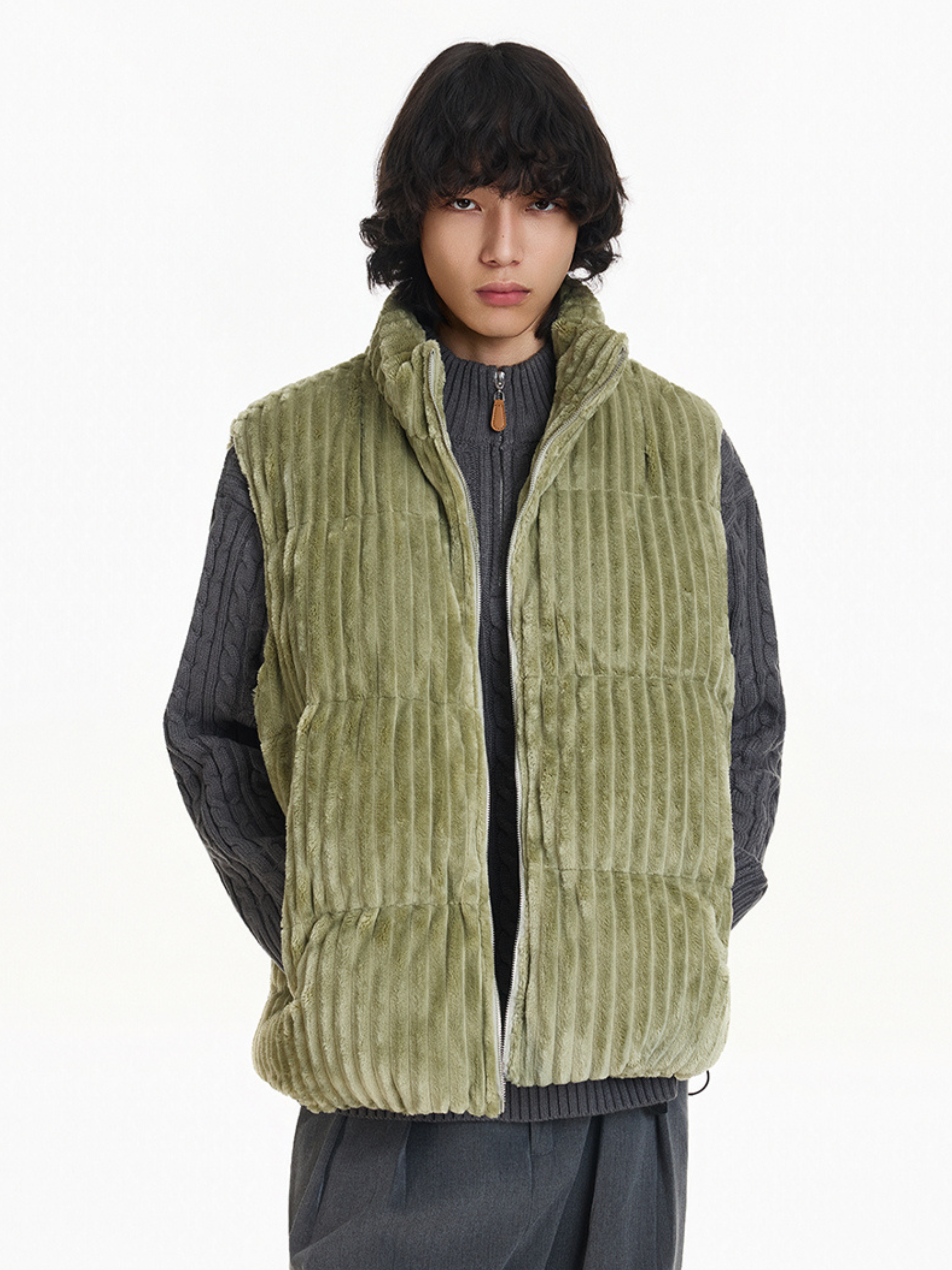 Ember - Unisex Corduroy Stand-Collar Padded Vest