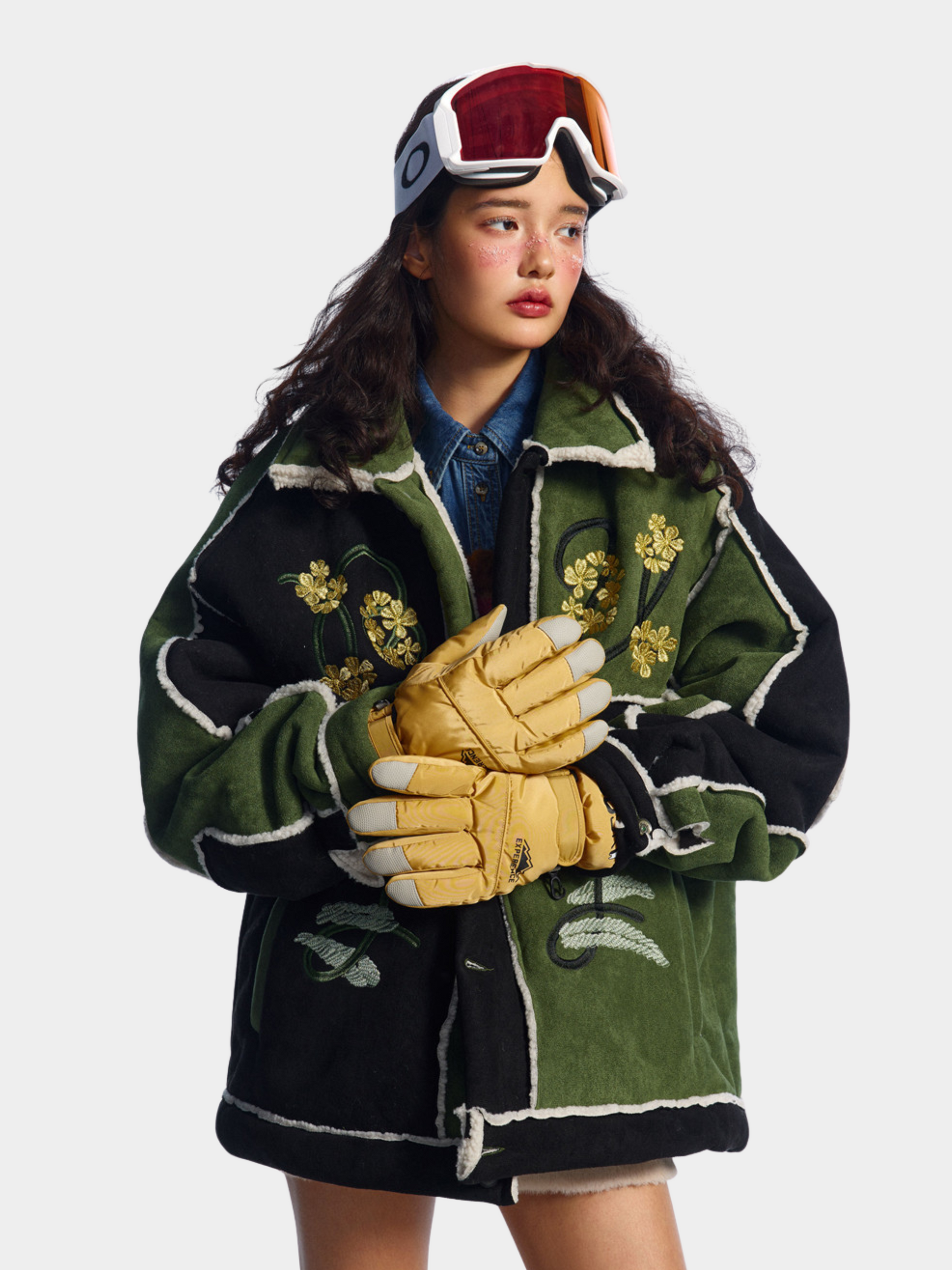 Boulderlight - Women's Floral Embroidered Sherpa Patchwork Jacket GONGGAR SPORTS