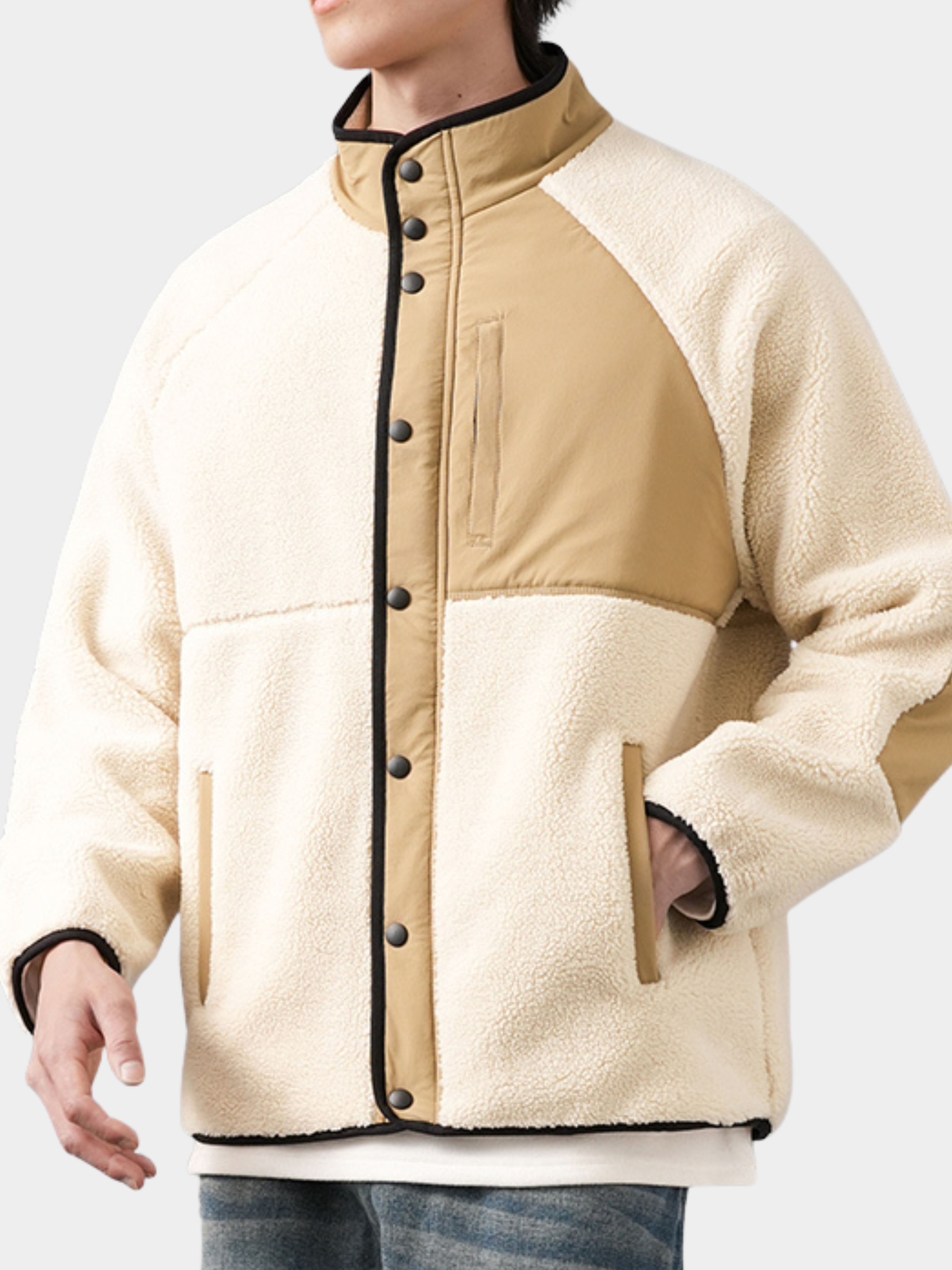GlowBag - Men's Faux Shearling Thermal Stand Collar Jacket
