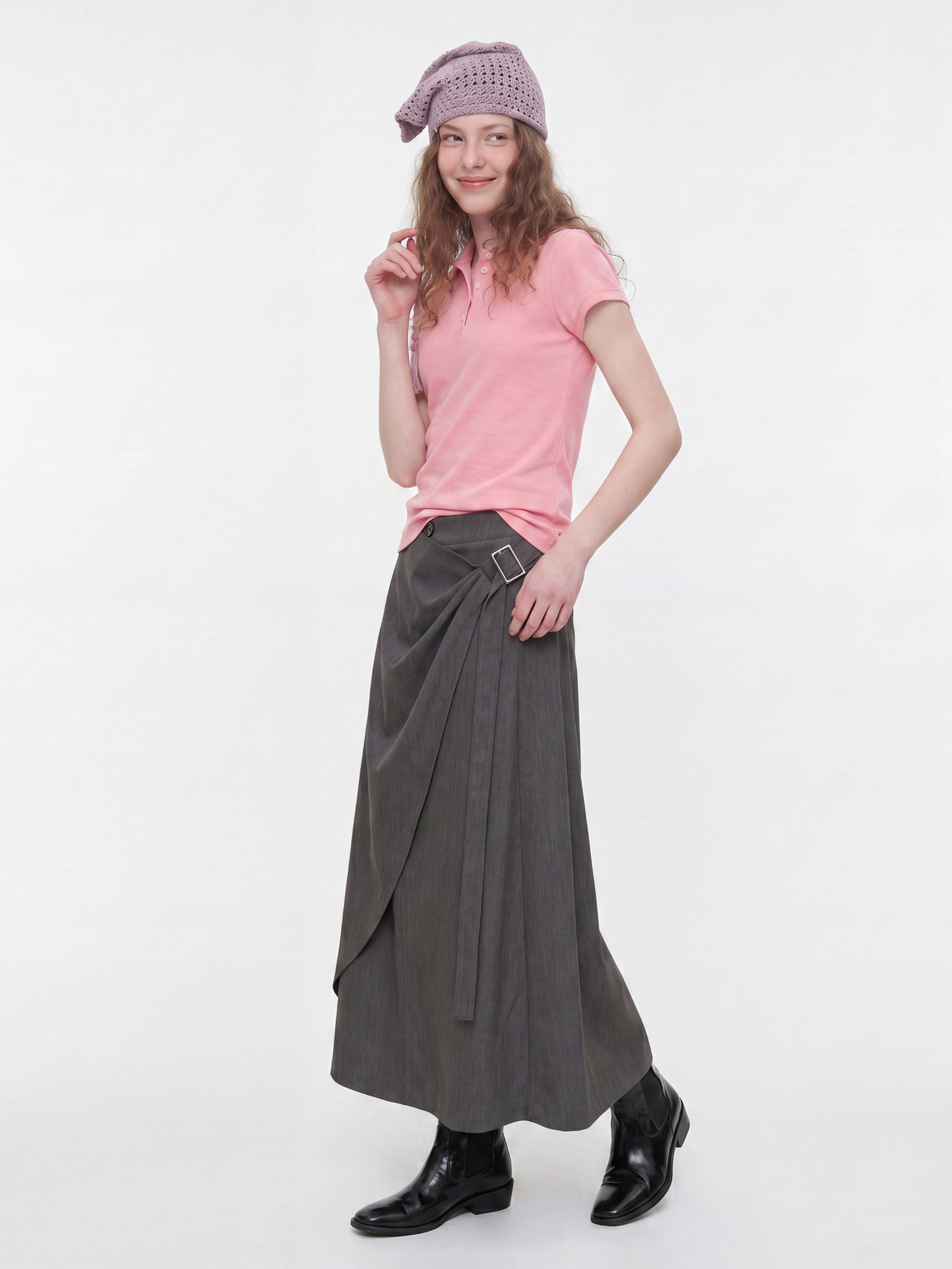 QuietFlow - Women's Adjustable Tie-Waist Linen-Look A-Line Maxi Skirt