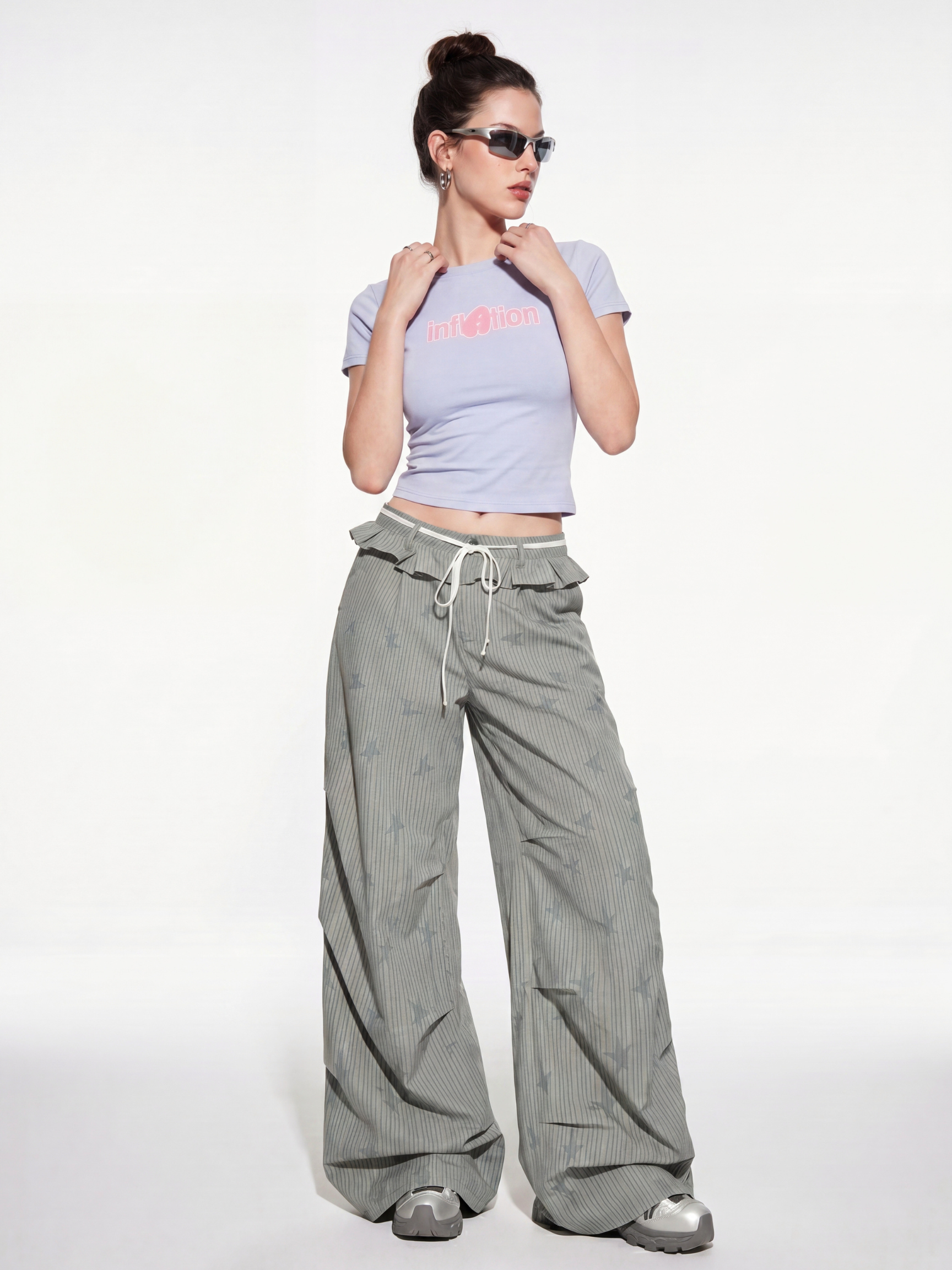 LineStar - Women's Striped Star Print Quick-Dry Parachute Pants