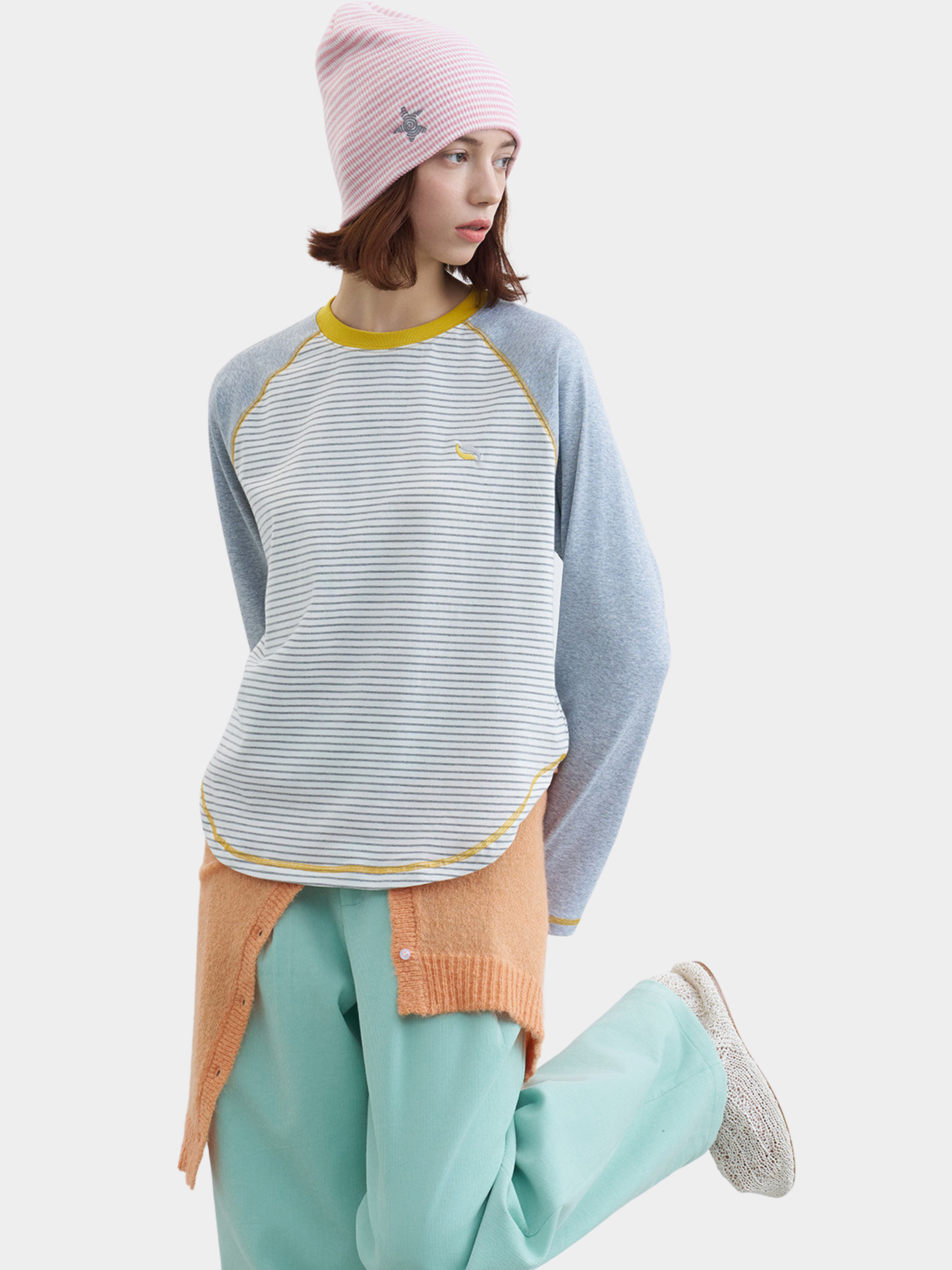 Ironholt - Women's Contrast Stripe Panel Cotton Long-Sleeve