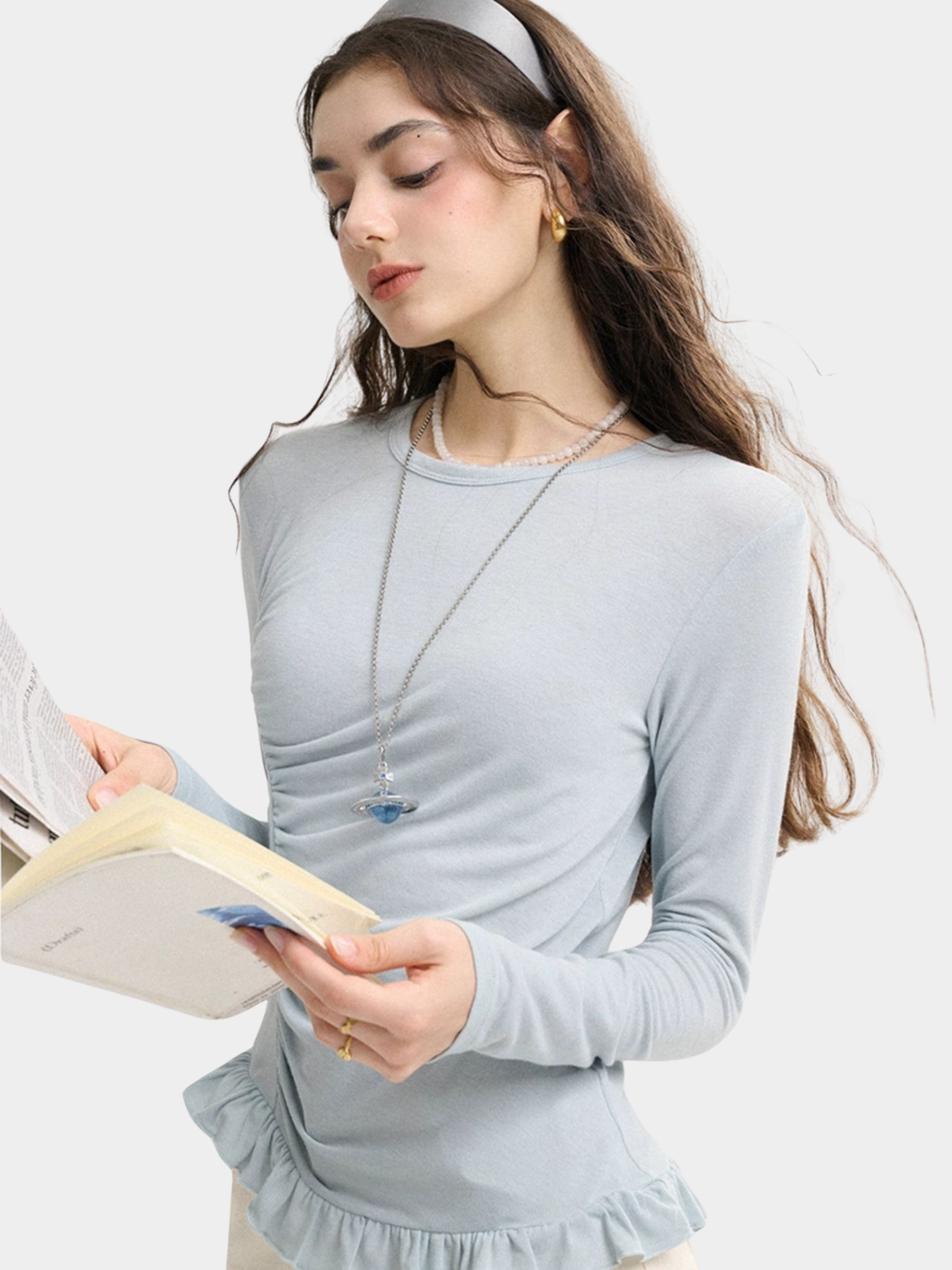 Ashbite - Women's French Ruffle Trim Base Layer Top