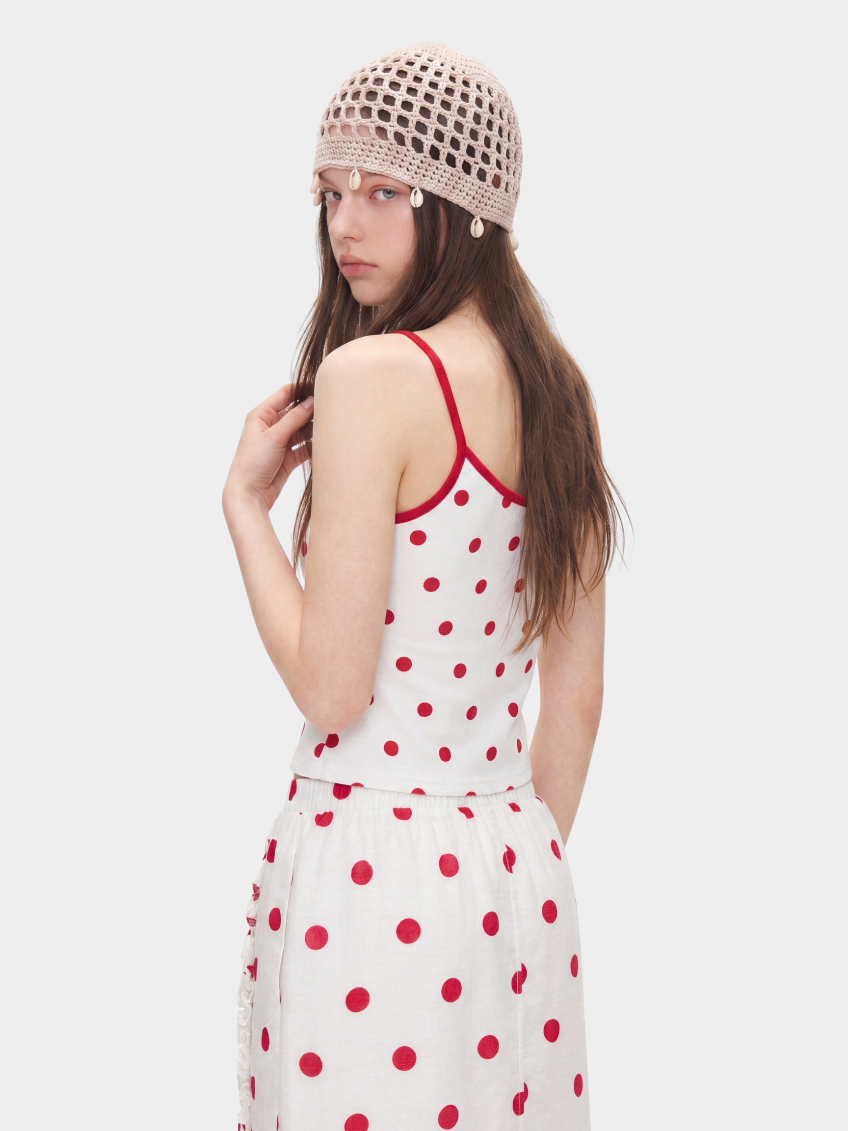 SugarRush - Women's Polka Dot Cat Print Cropped Tank Top