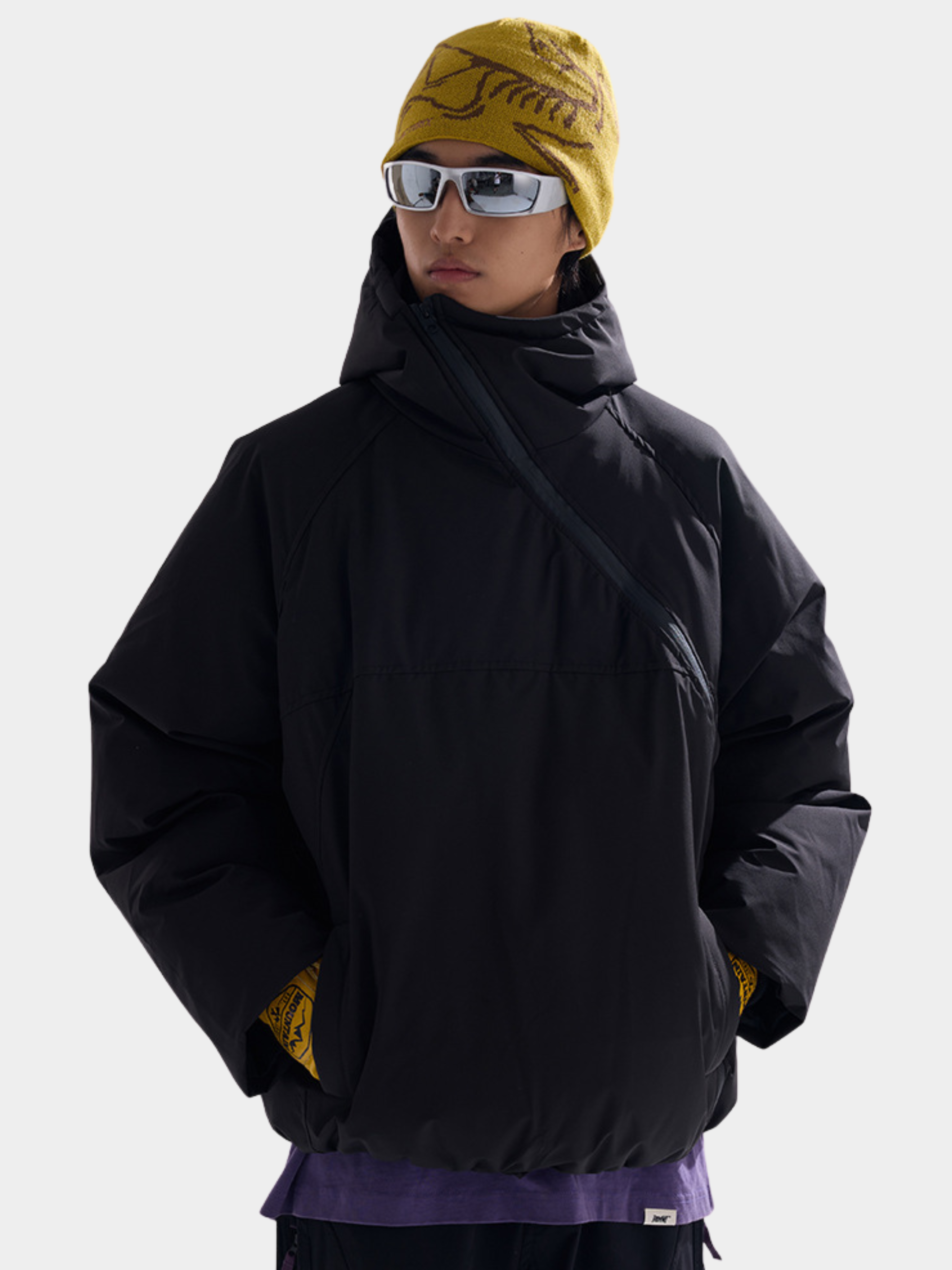 BluffGo - Unisex Asymmetric Zipper Hooded Puffer Jacket GONGGAR SPORTS