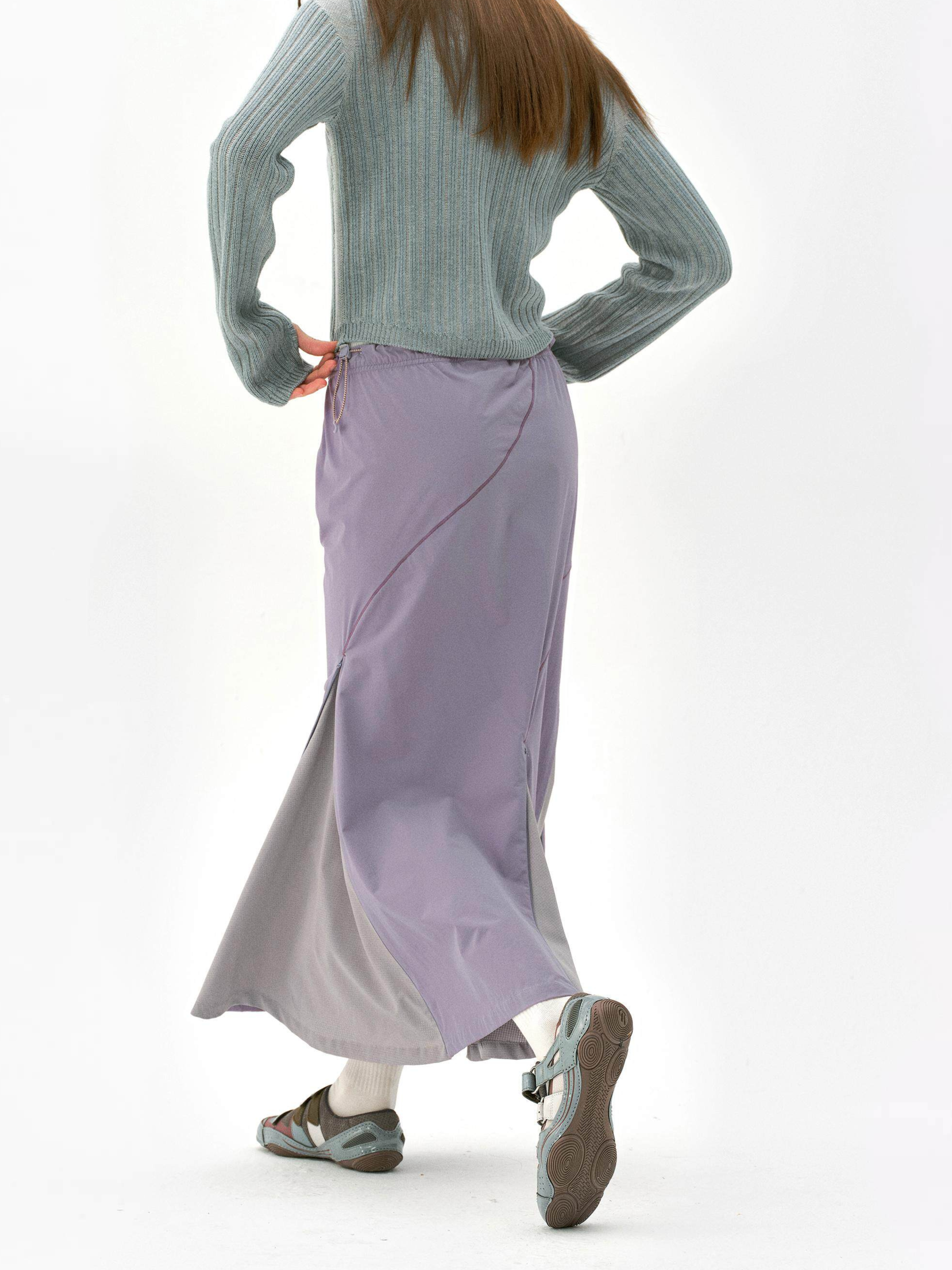 Dunewake - Women's Panelled Drawstring Waist Midi Skirt