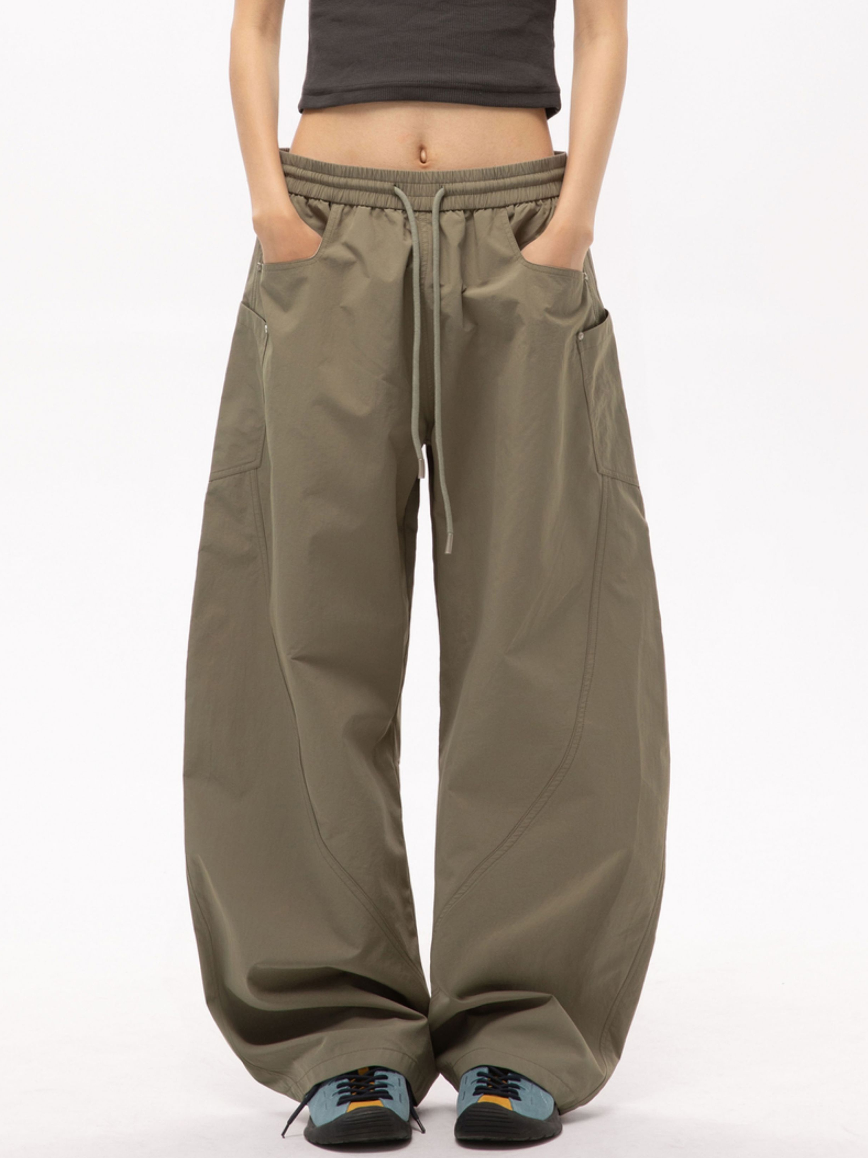 FrostEdge - Unisex Draped Relaxed Straight-Leg Casual Pants