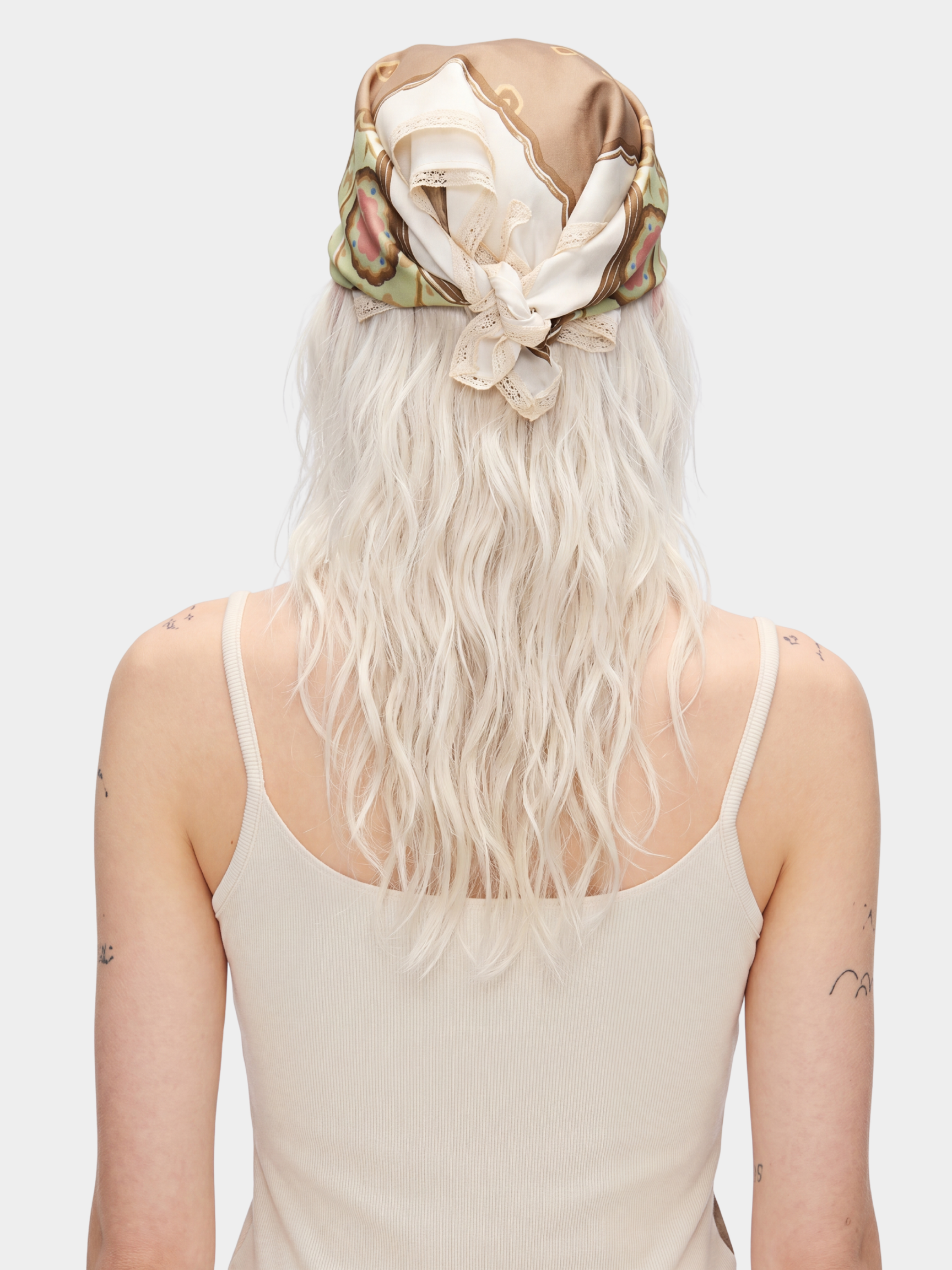 KittySway - Cozy Cat Print Satin Square Scarf