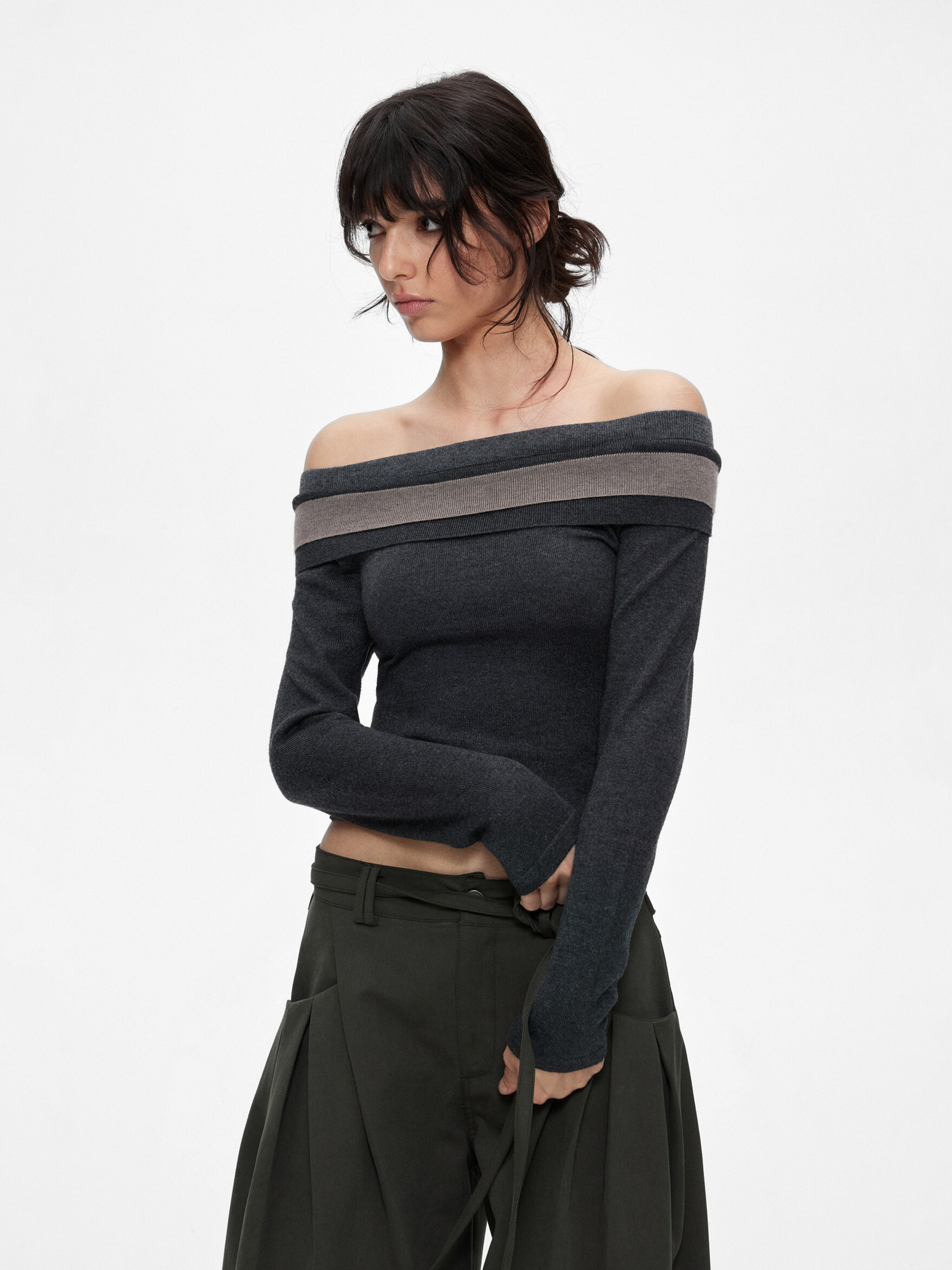 Ironwood - Women's Color-Block Off-Shoulder Knit Slim-Fit Top