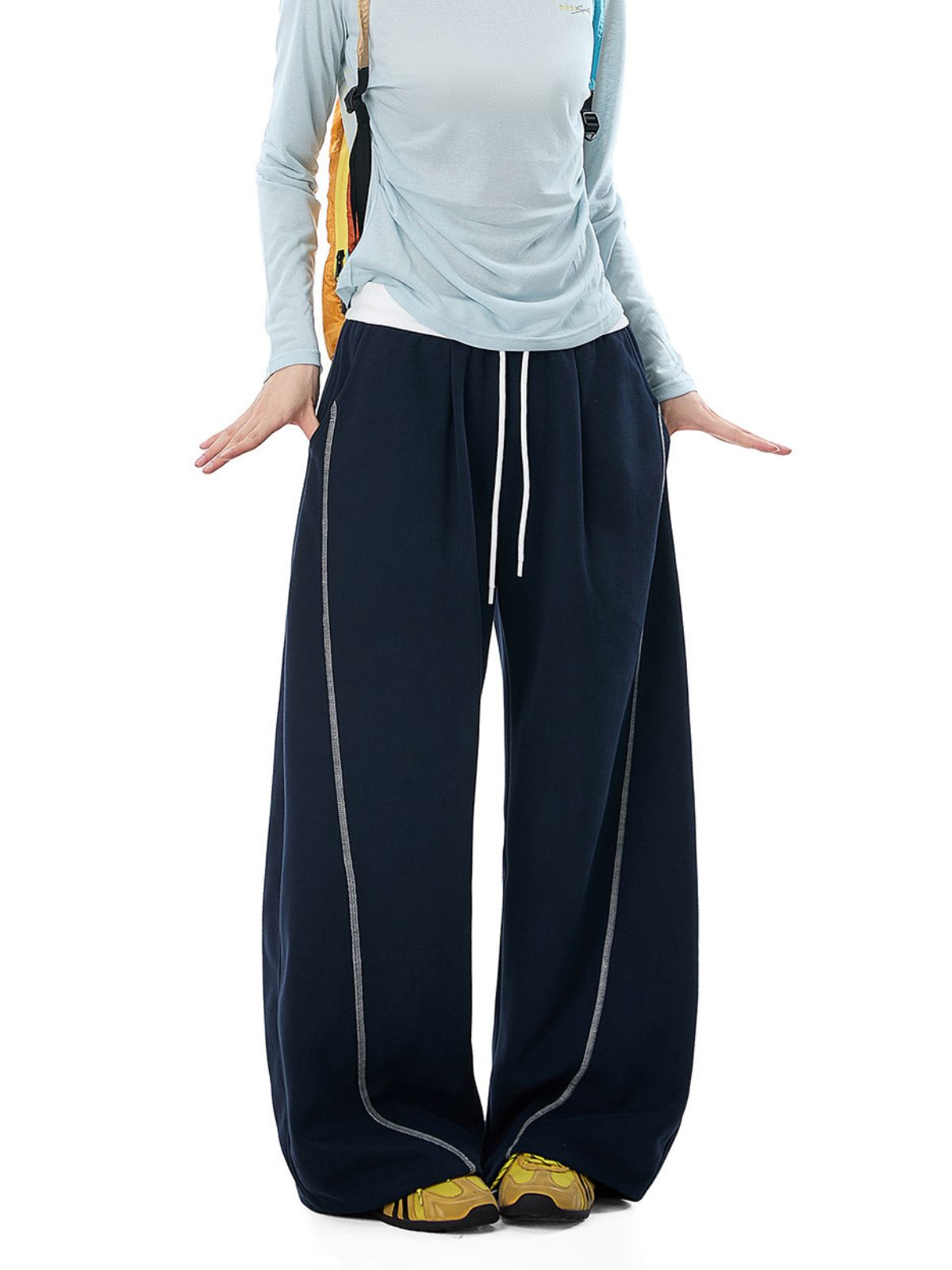 DustCloud - Women's Color-Block Curved-Leg Relaxed Sweatpants
