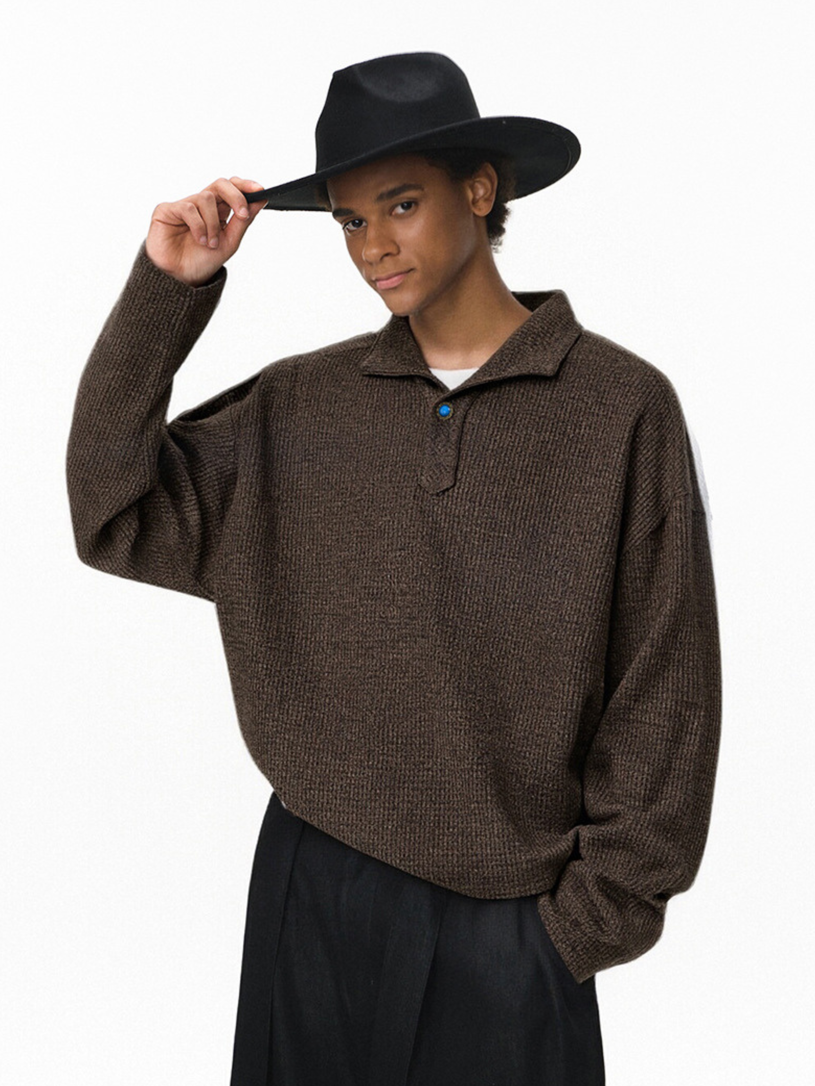 Shade - Unisex One-Piece Collar Long Sleeve Polo Shirt