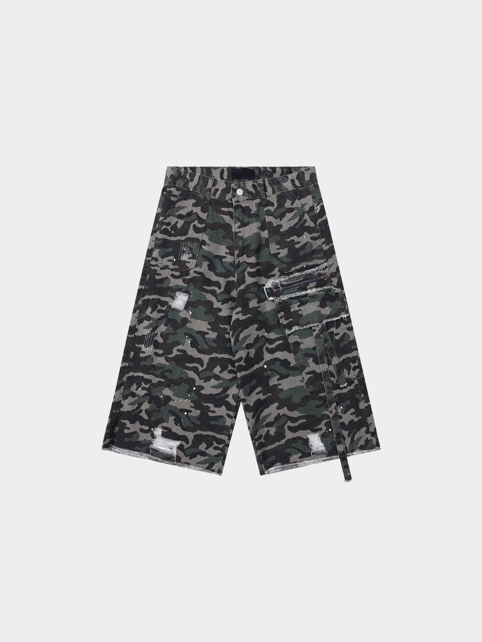 Beacon -Men's Distressed Camouflage Denim Shorts GONGGAR SPORTS