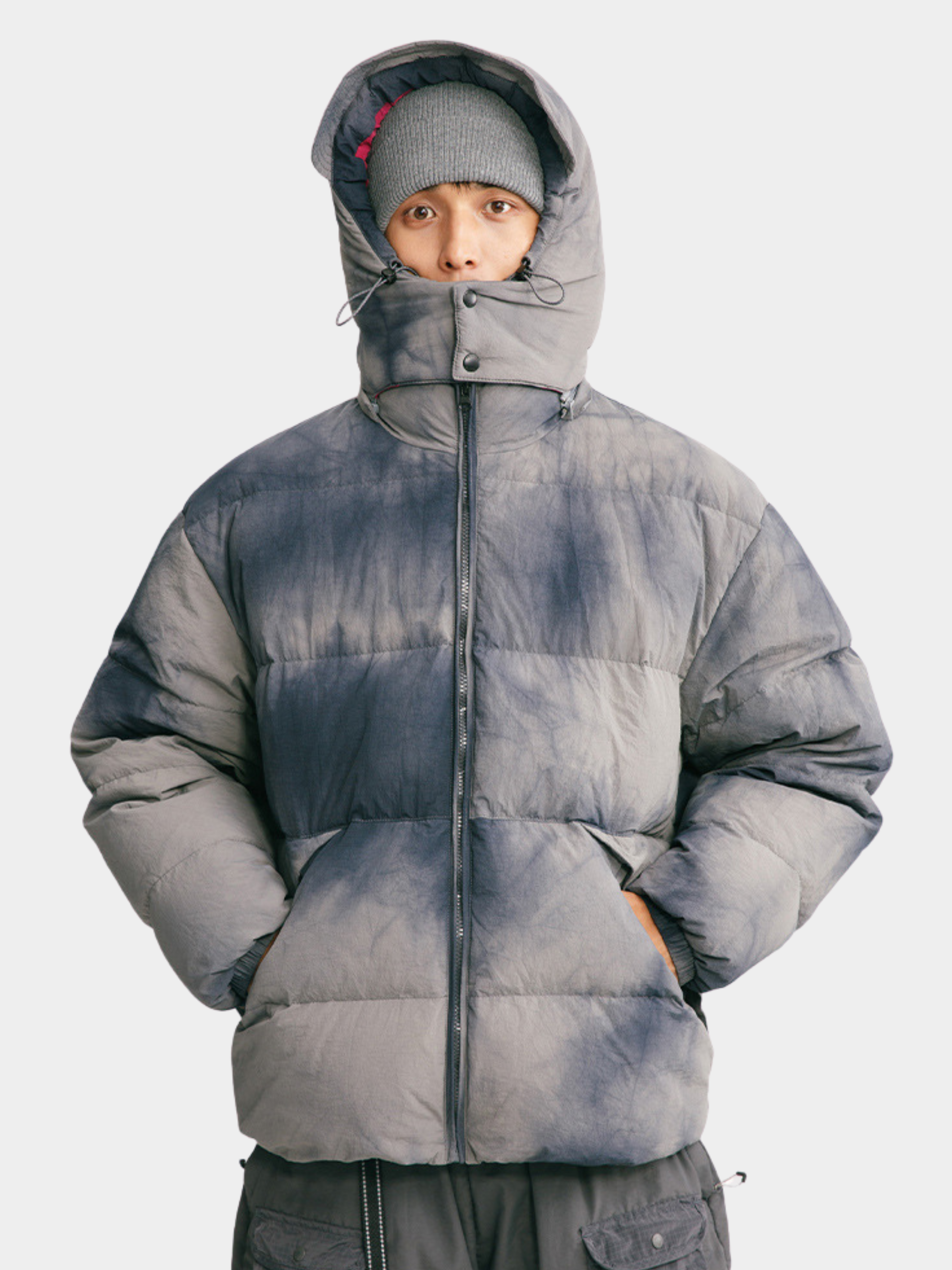 BluffTrail - Unisex 90% White Duck Down Tie-dye Detachable Hood Down Jacket GONGGAR SPORTS