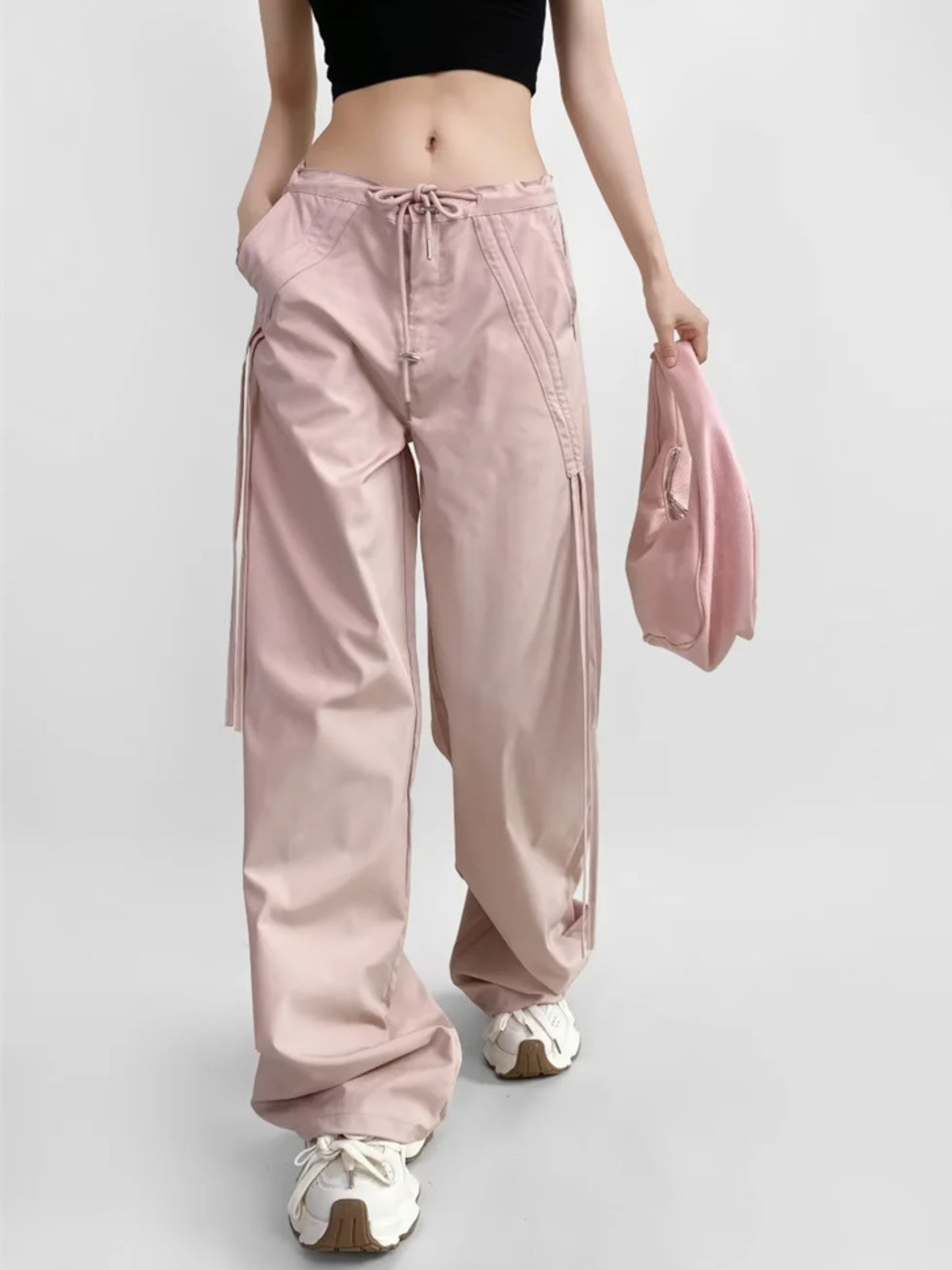 ThornPath - Women's Drawstring Tie Double-Pocket Loose-Fit Pants
