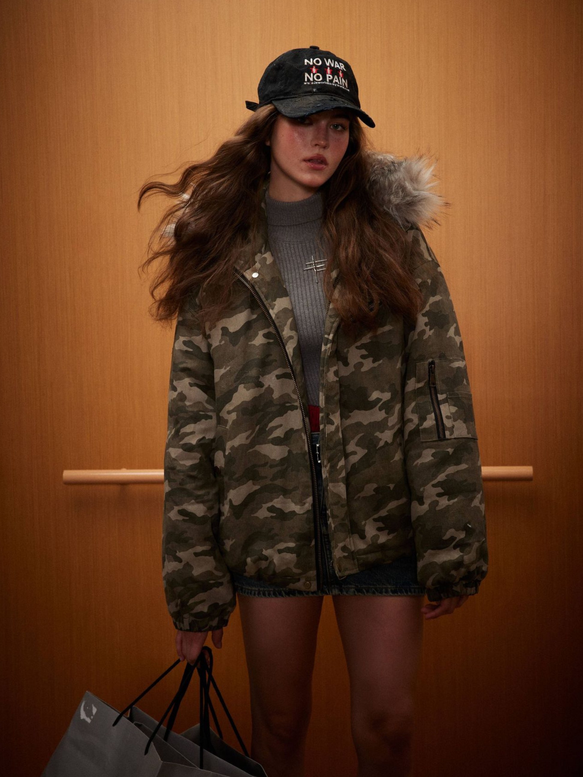 BoulderBase - Women's Camo Fur Collar Cotton Jacket GONGGAR SPORTS