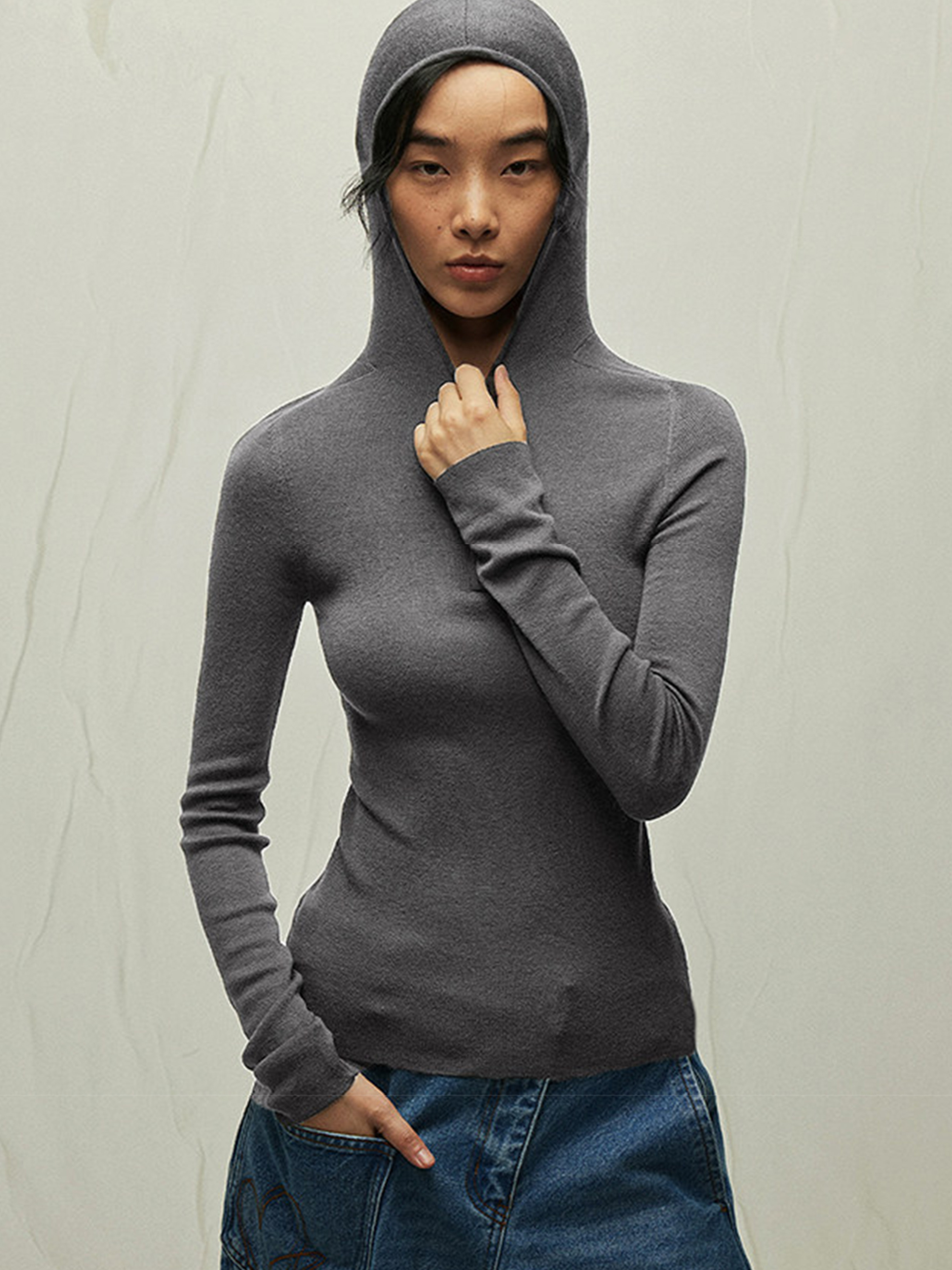 Ashwatch - Women's Stretch Fit Wool Blend Half-Zip Hoodie