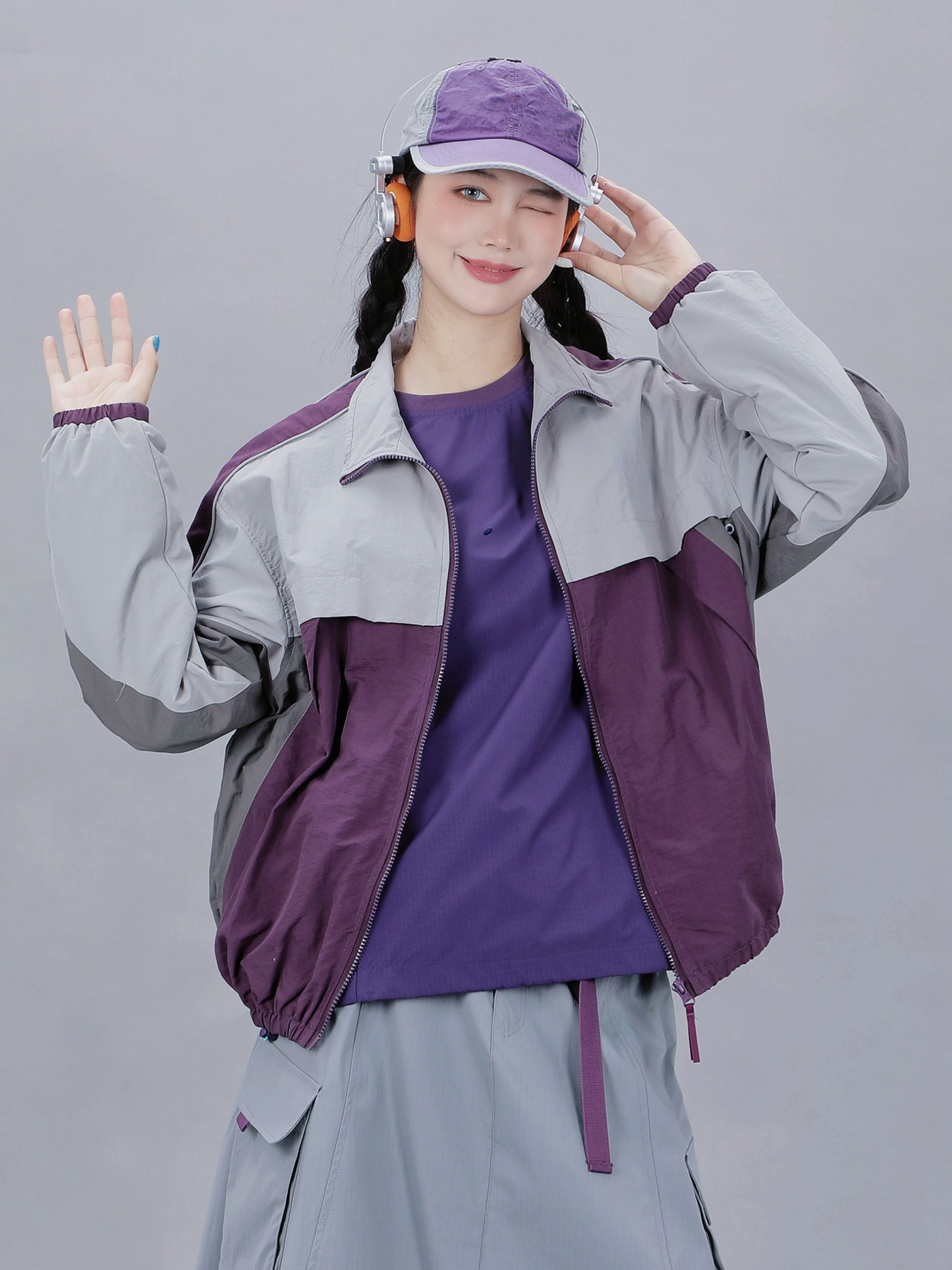 Venturer - Women's Colorblock Stand Collar Windbreaker Jacket