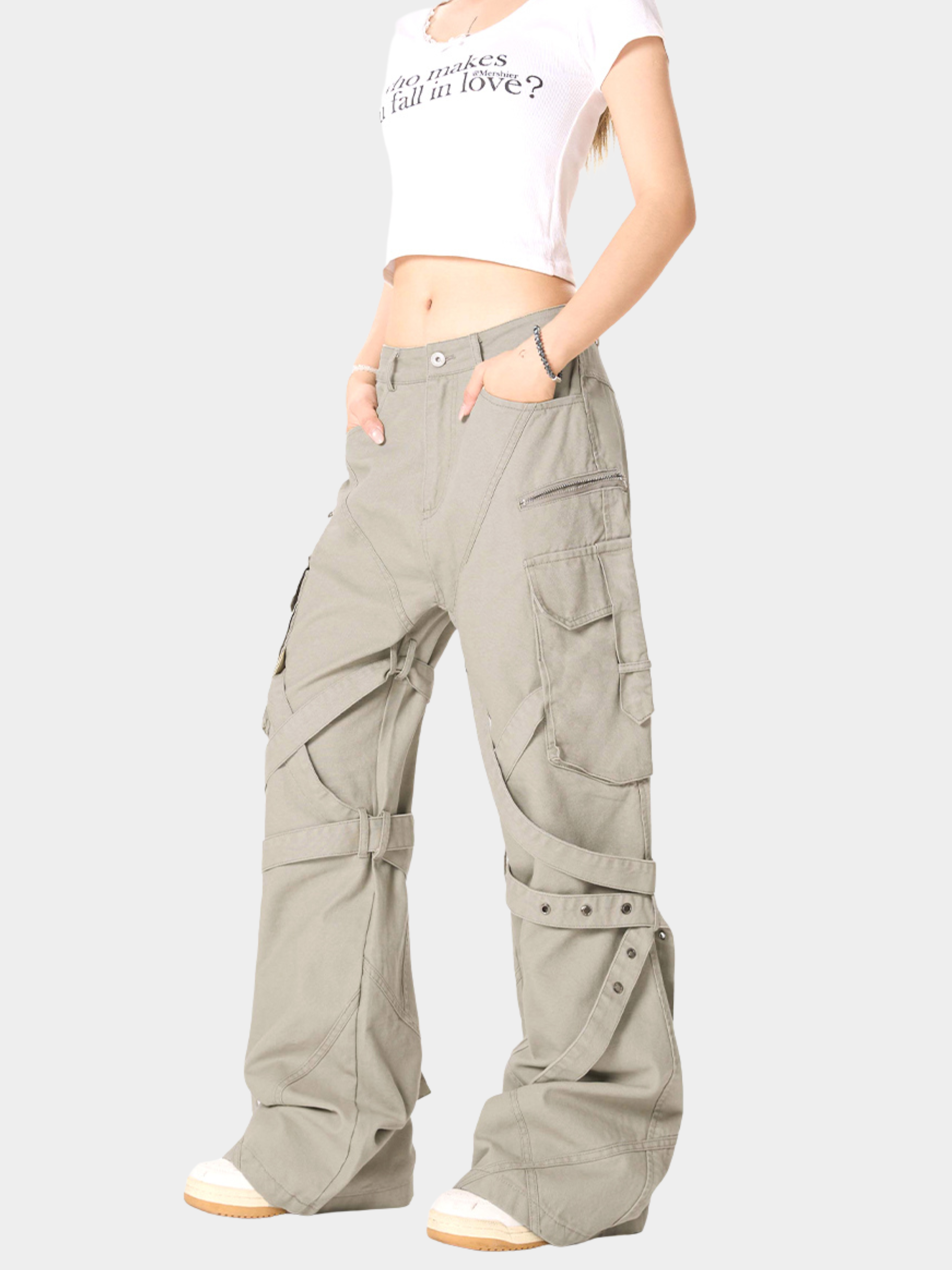 Aquaridge - Women's Strap Detail Tailored Cargo Pants
