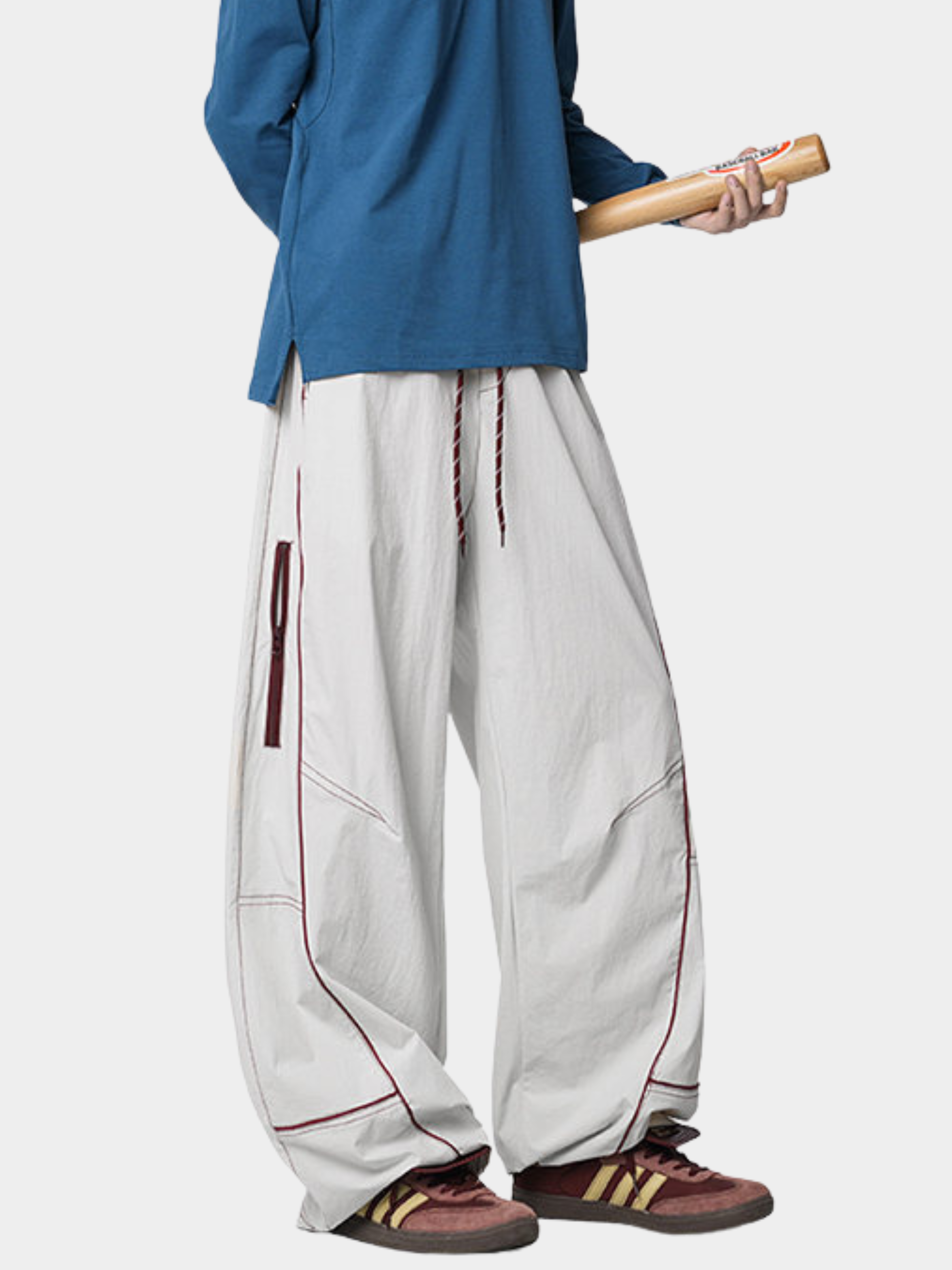 FoxView - Unisex Three-Proof Colorblock Striped Curved-Cut Pants