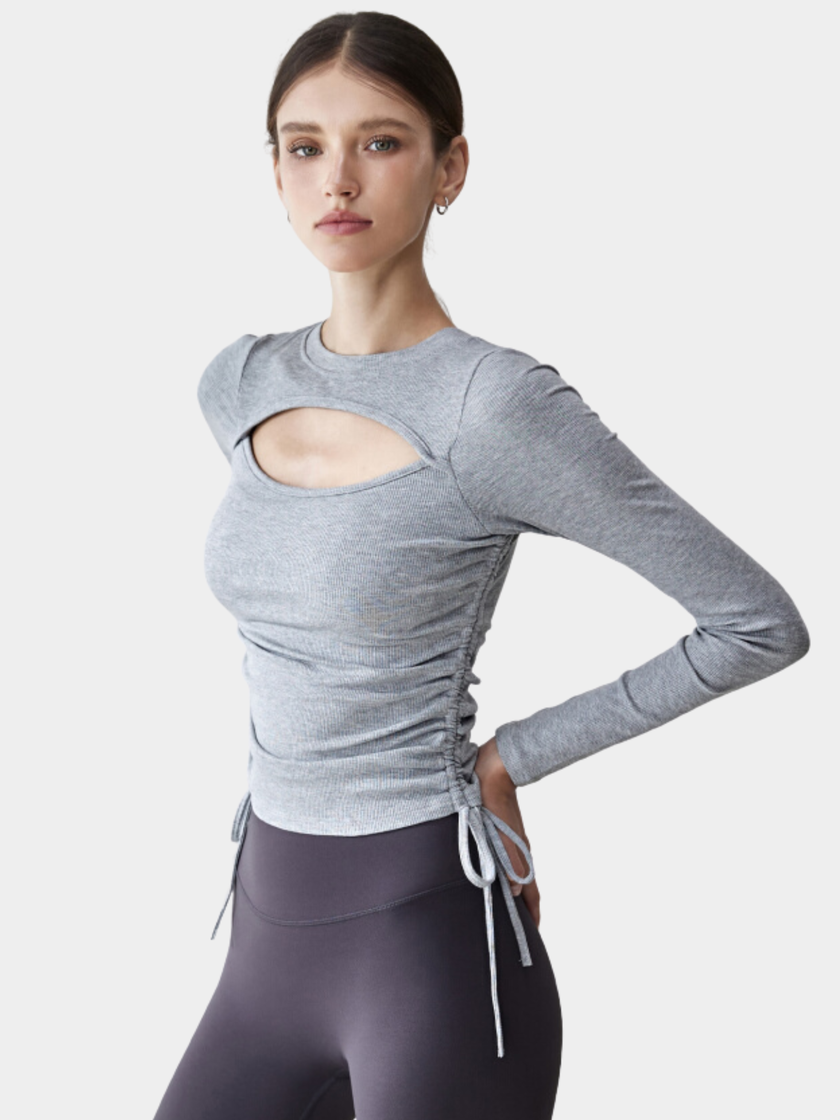 Ashbluff - Women's Hollow-Out Knit Built-In Bra Pads Base Layer Top
