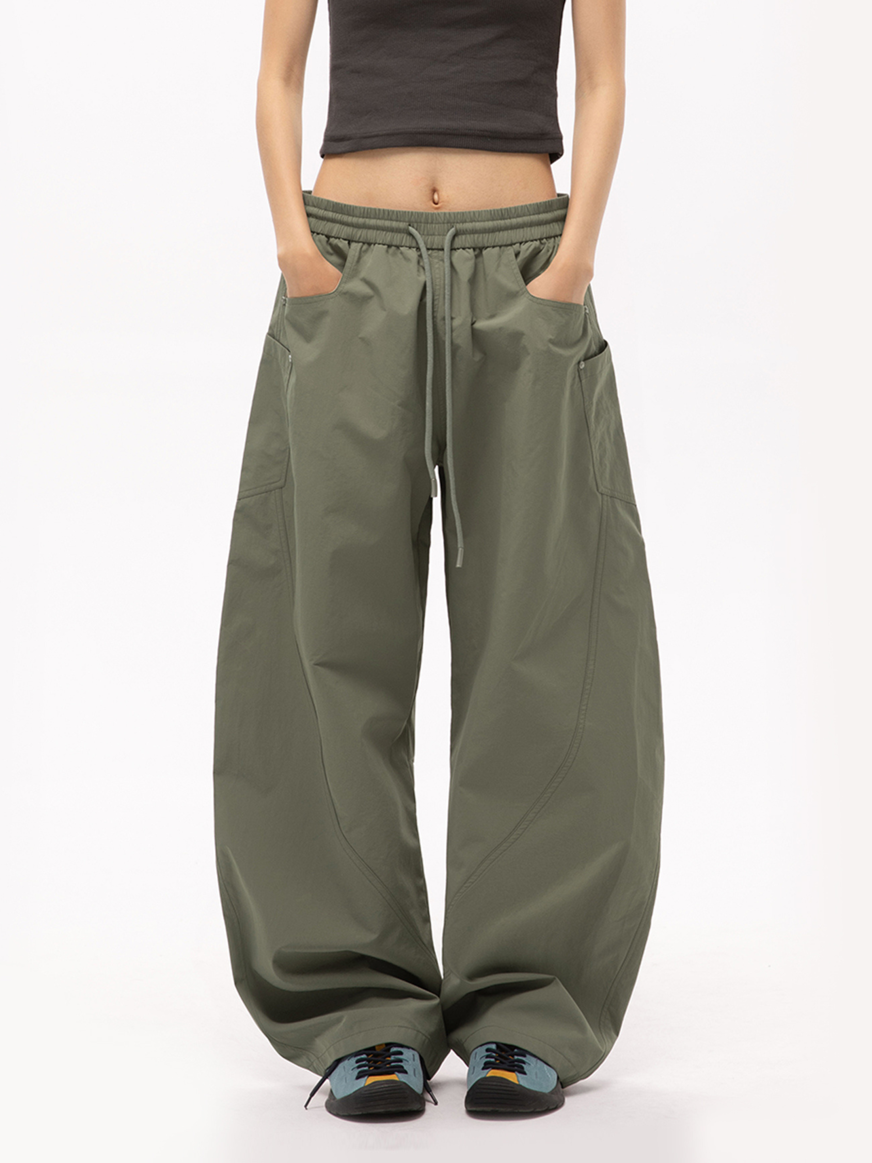 Rocky - Women's Multi-Pocket Contrast-Stitch Loose Straight Scimitar Pants