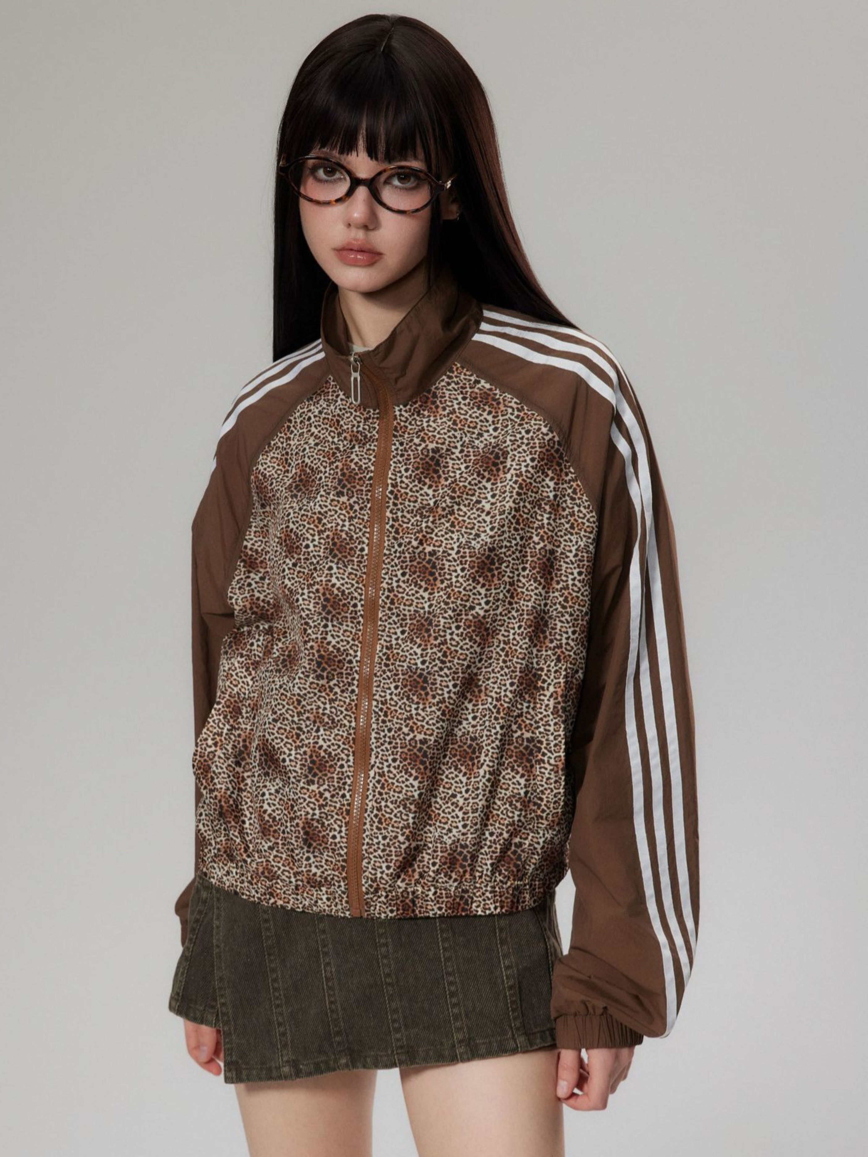 MesaTrail - Women's UPF50+ Leopard Panel Triple-Stripe Cropped Sun Hoodie GONGGAR SPORTS