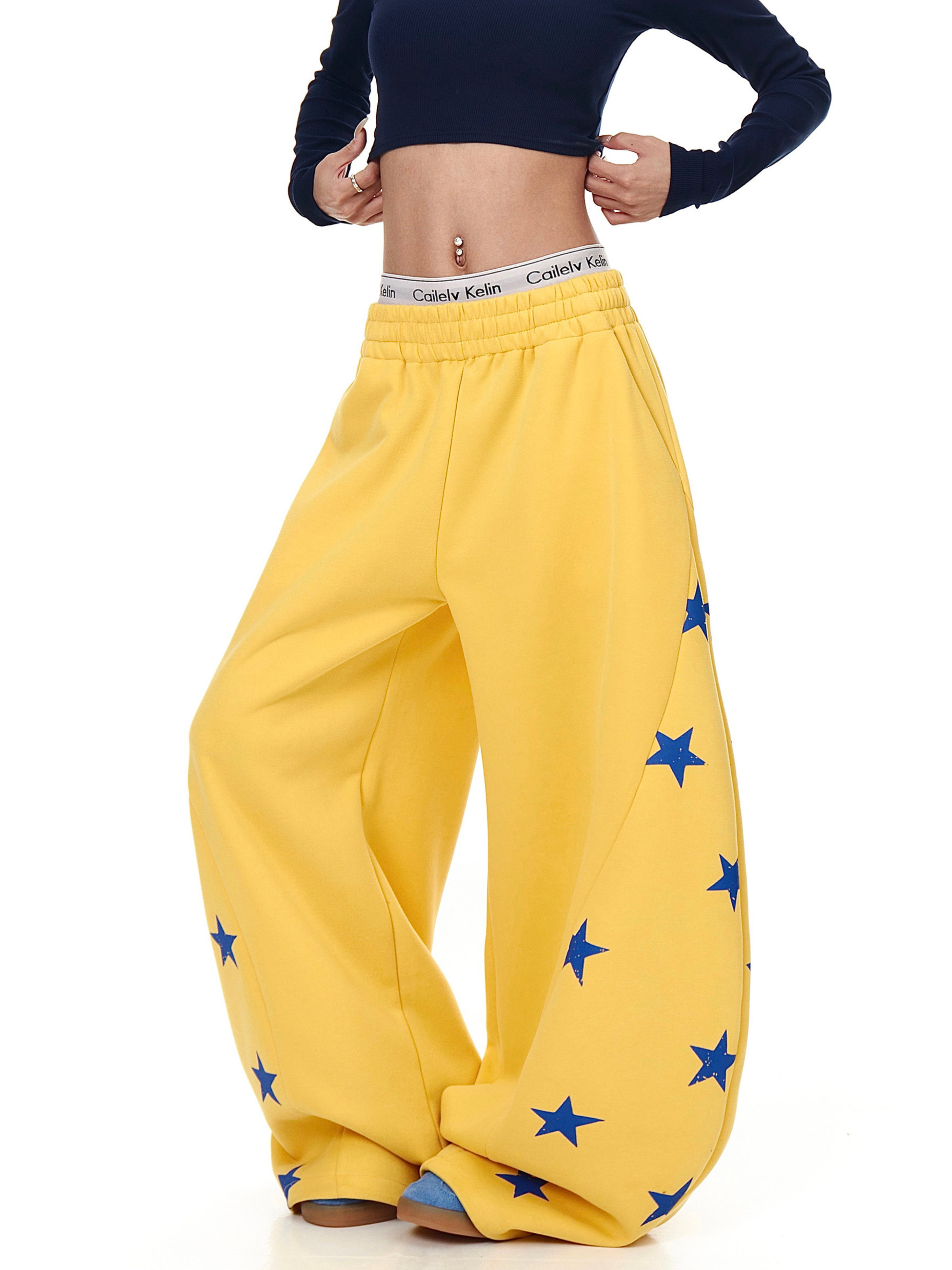 Thunderscorch - Women's Star Print Curved-Leg Sweatpants