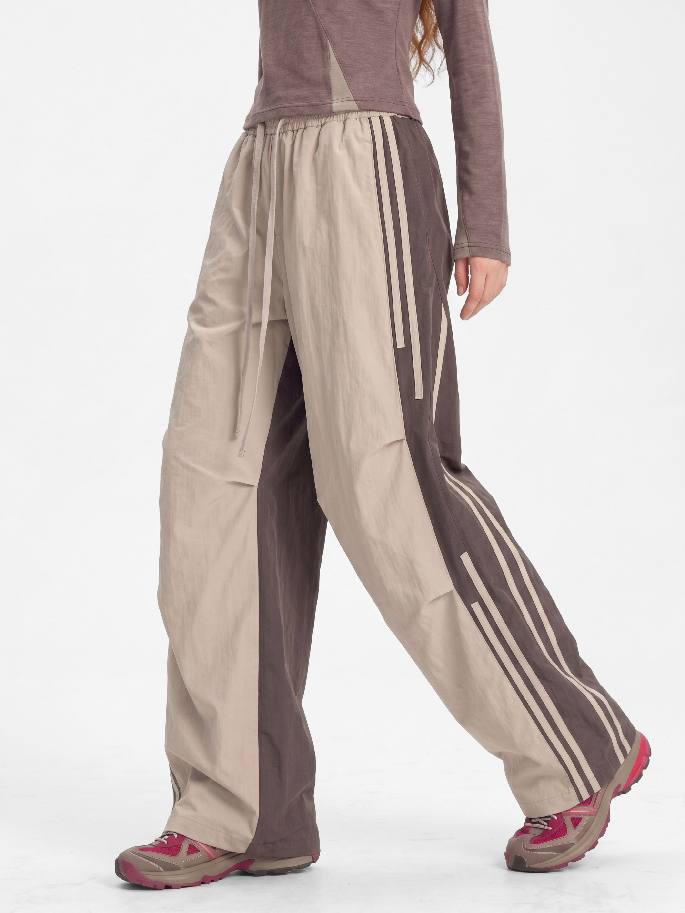 DriftFold - Unisex Water-Repellent Striped Colorblock Wide-Leg Pants