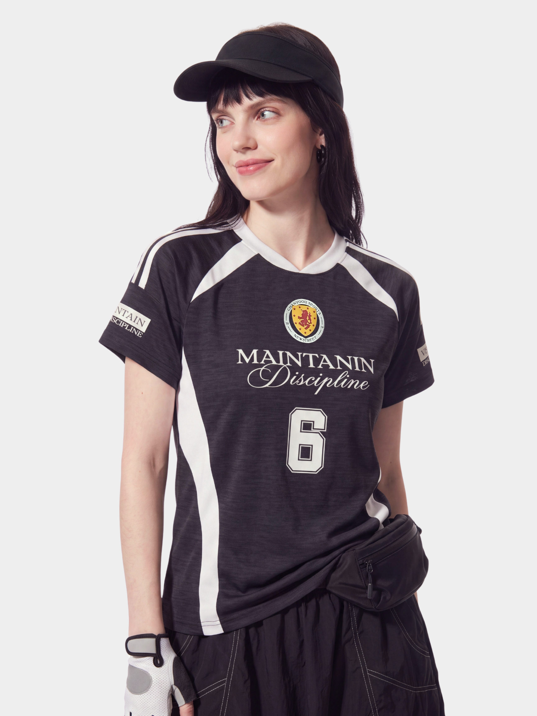 AlleyGlow - Women's Color-Block Letter Print Slim Fit T-Shirt