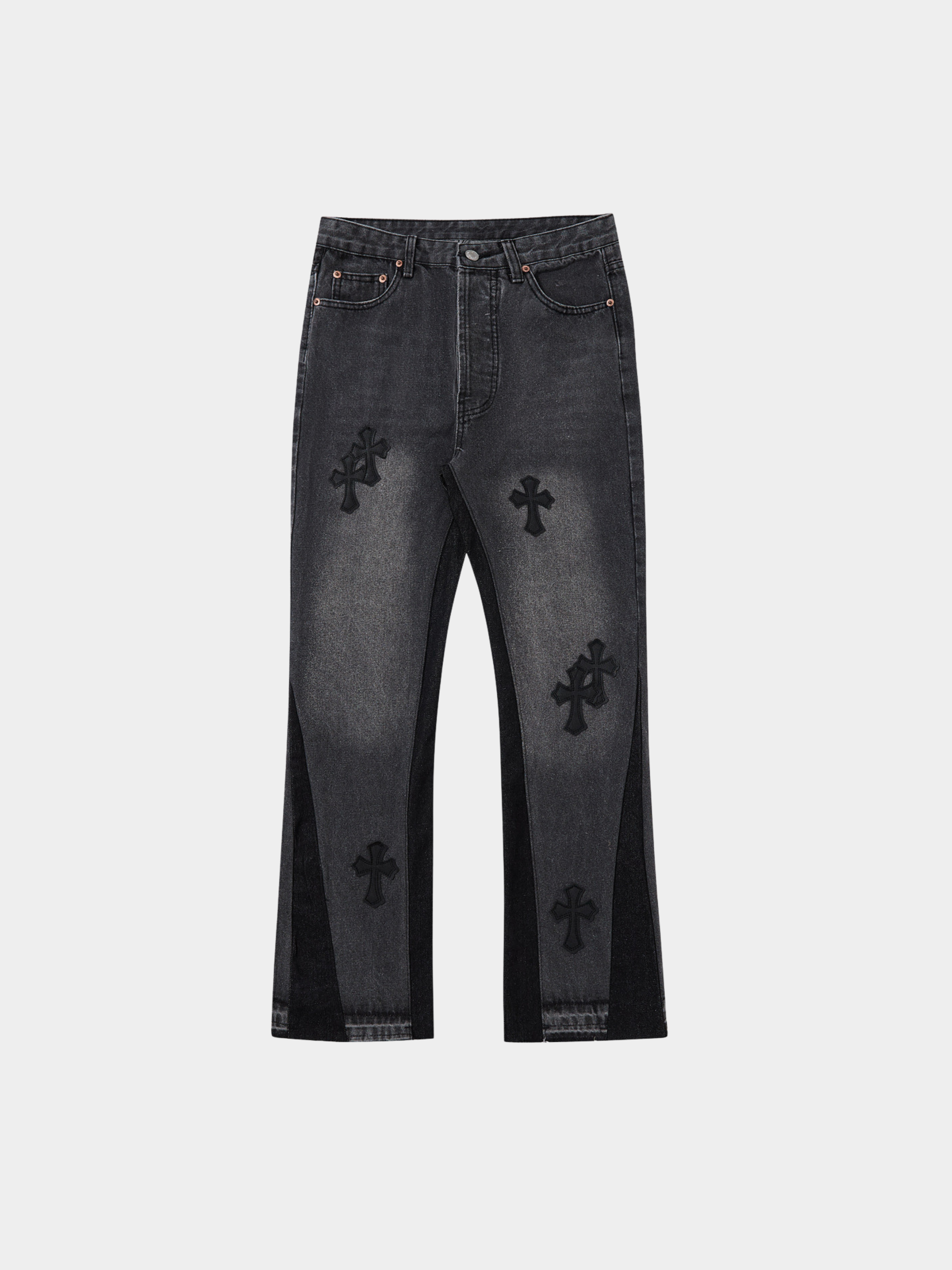 Frontier - Men's Cross-Stitch Flared Denim Jeans GONGGAR SPORTS