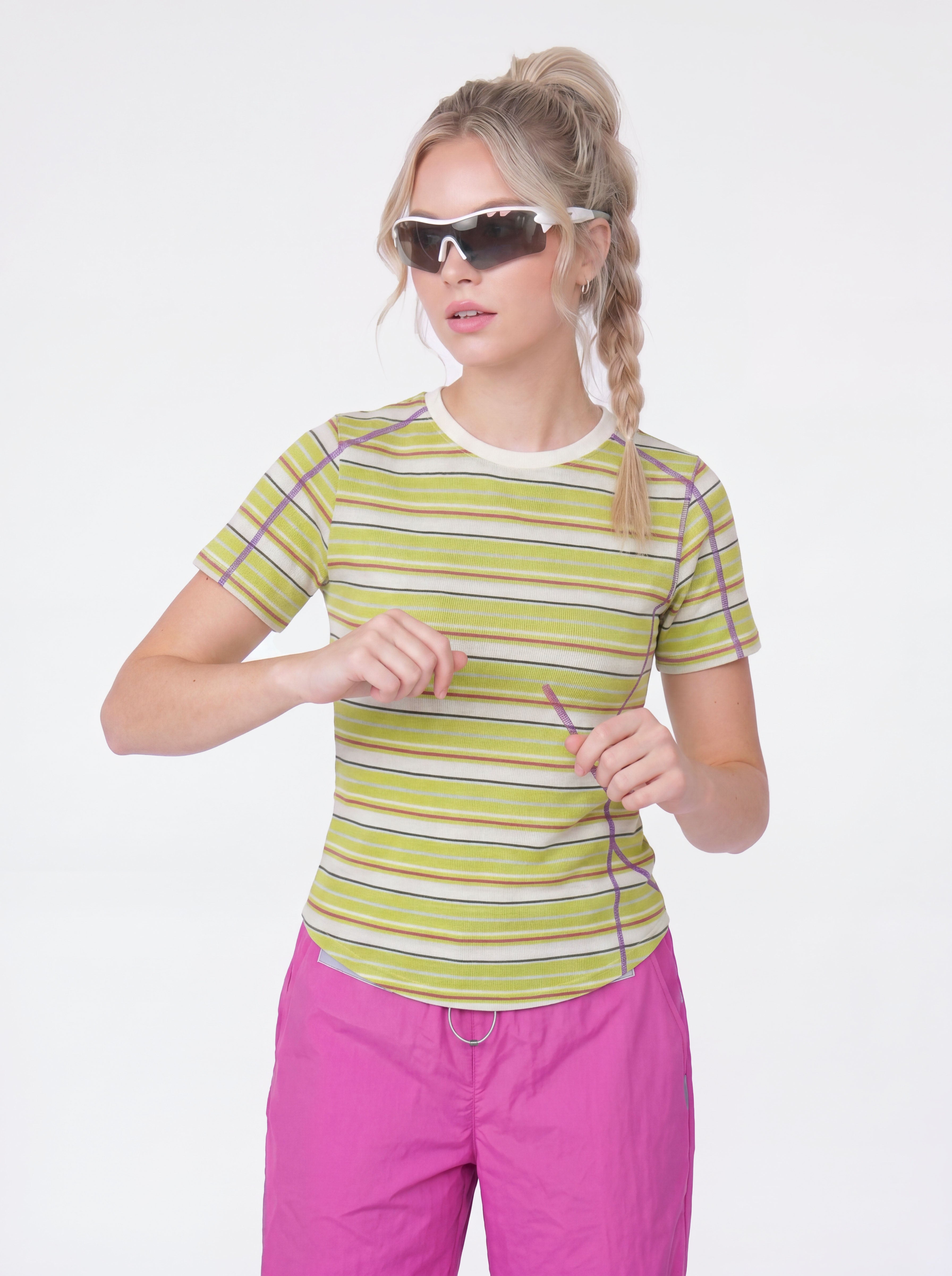Alpenglow - Women's Breathable Quick-Dry Color-Block Stripe T-Shirt