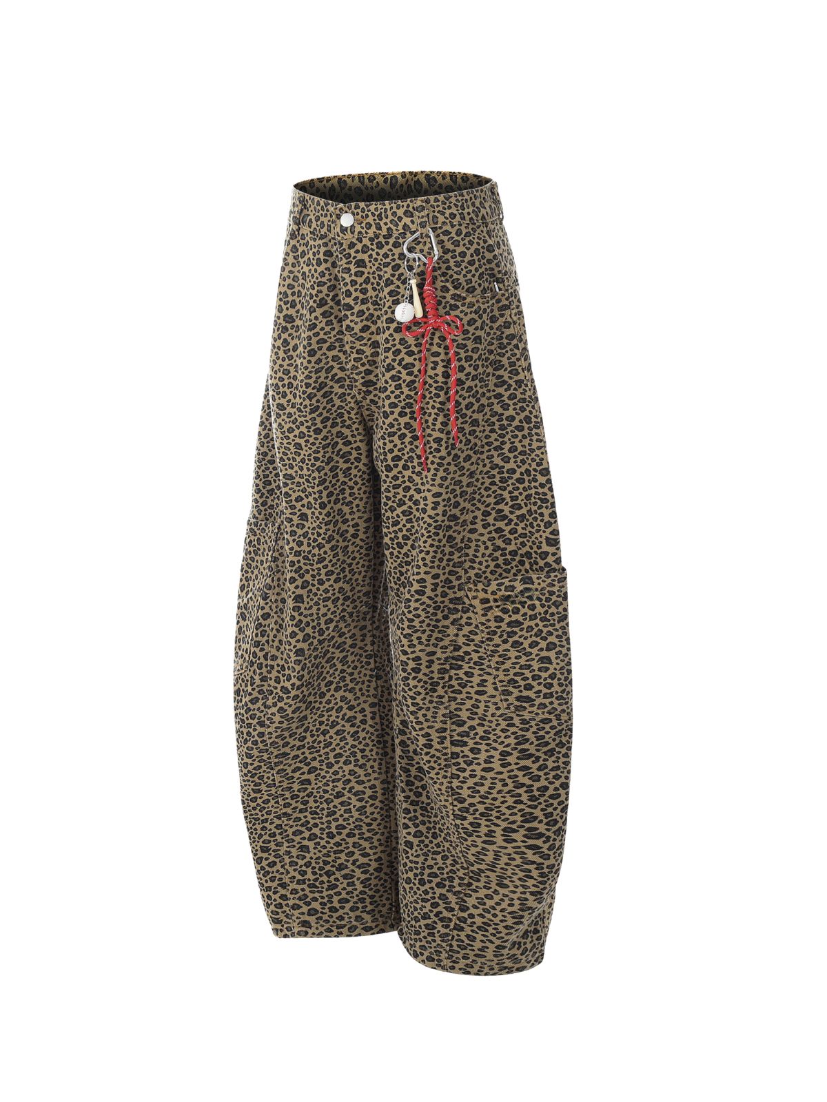 FoxCrate - Unisex Leopard Print Statement Wide-Leg Scimitar Pants