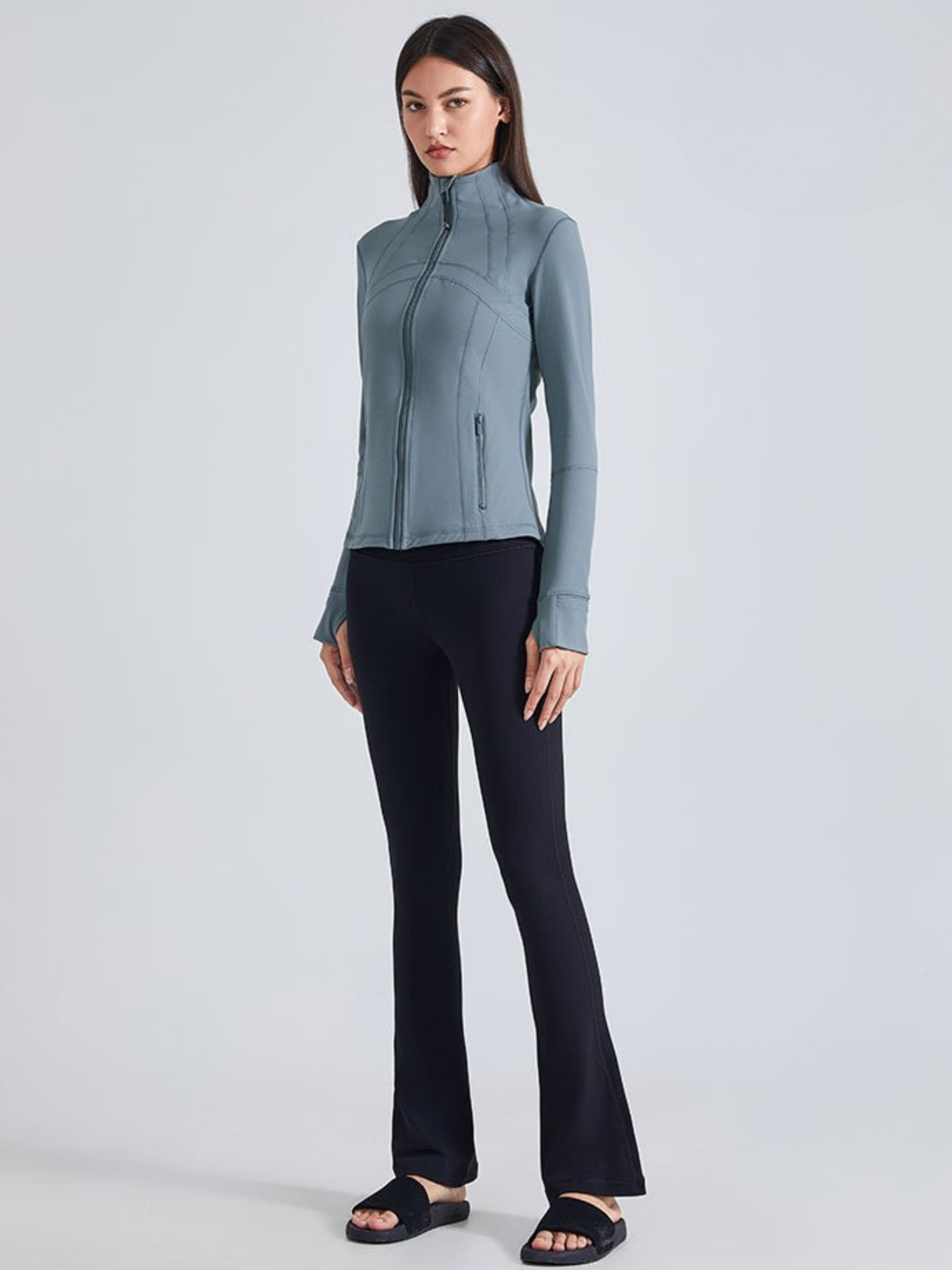 MesaPeak - Women's Fleece-Lined Slim-Fit Yoga Jacket with Thumbholes GONGGAR SPORTS