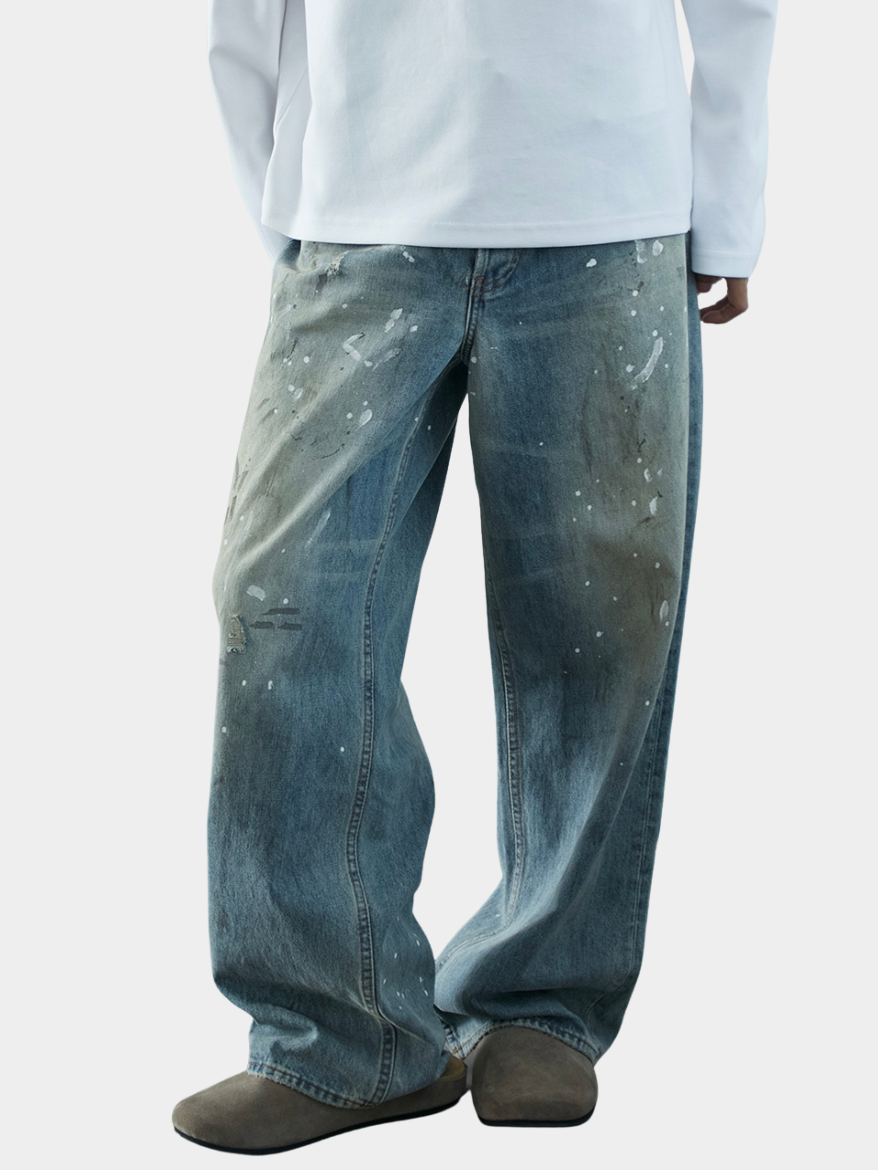 DryClip - Men's Paint-Splatter Distressed Denim Jeans