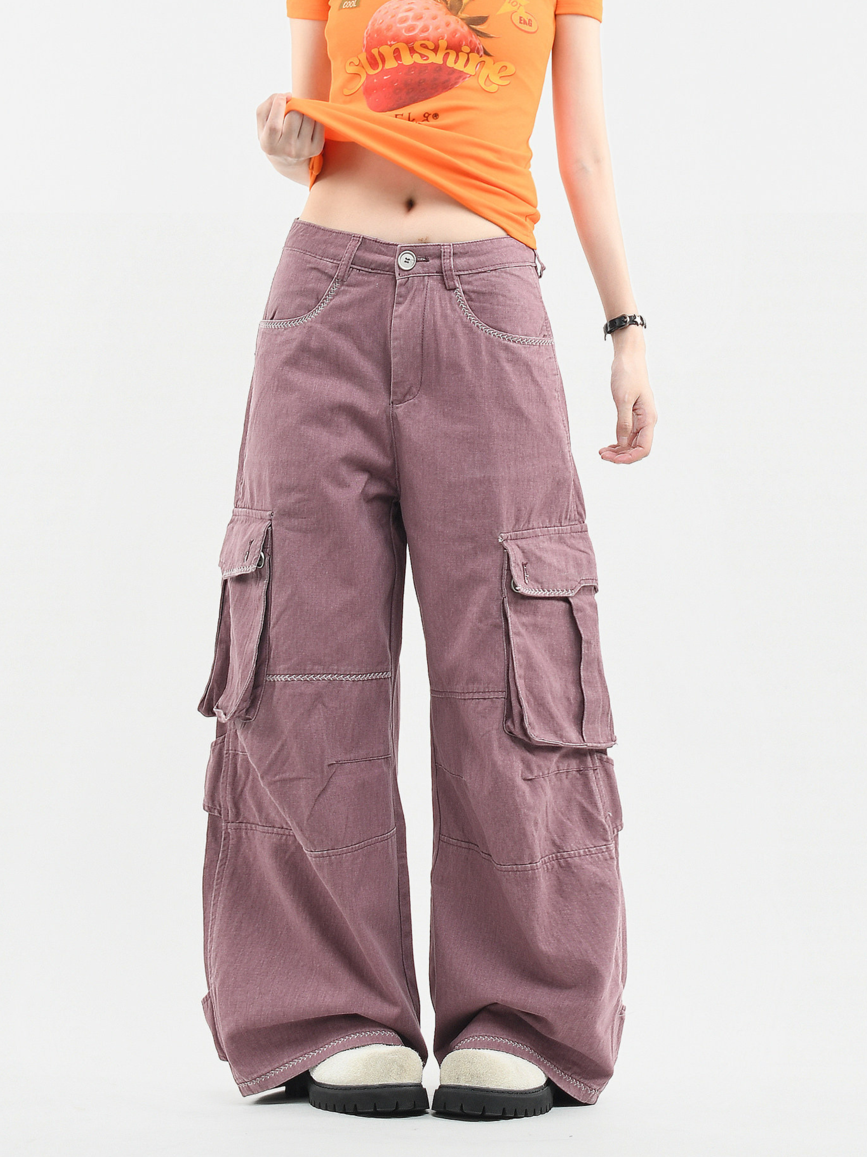 ThornView - Women's Multi-Pocket Washed Cargo Pants