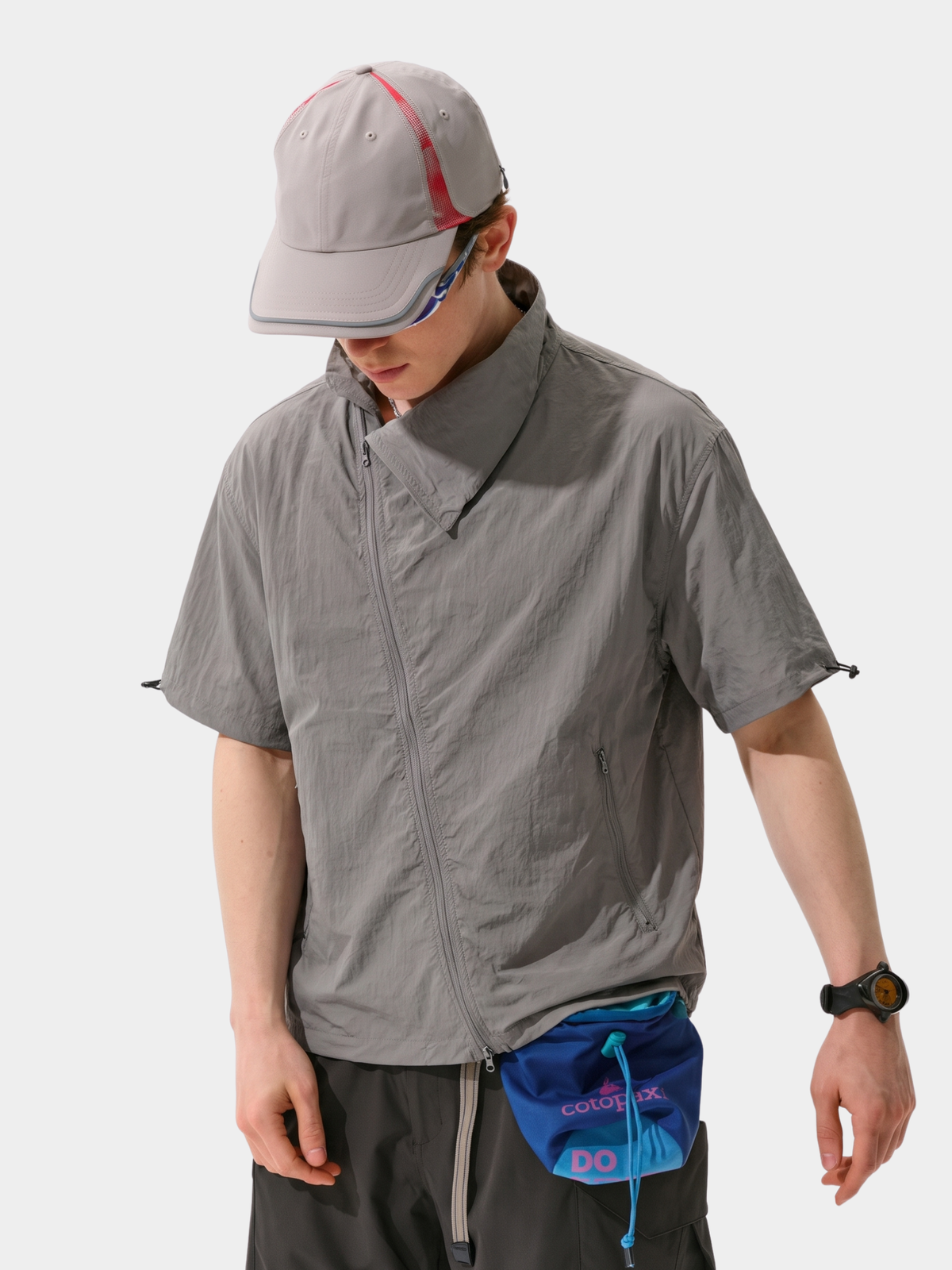 Cavevein - Asymmetric Zip Quick-Dry Stand Collar Shirt