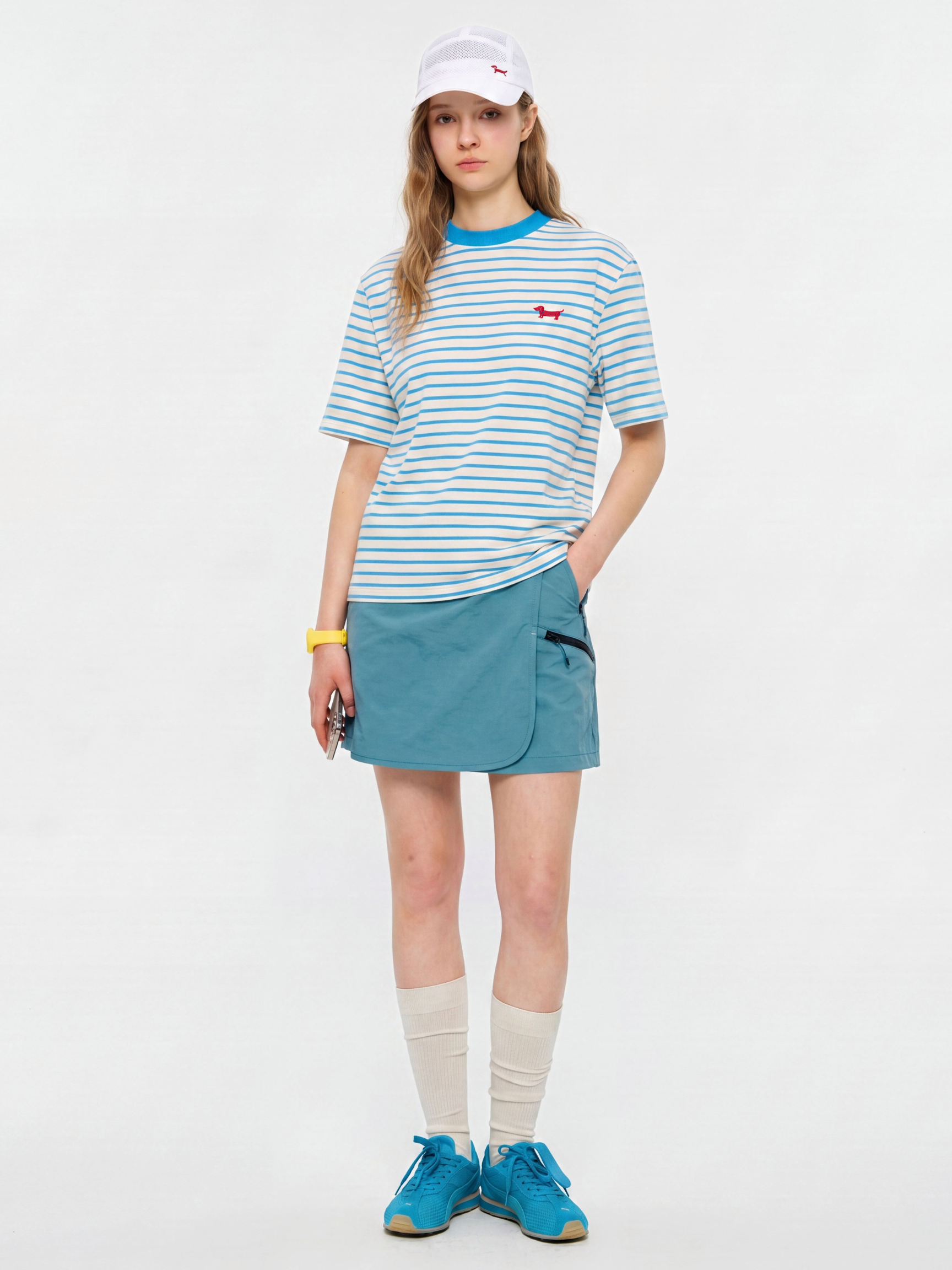 StillCloak - Unisex Striped Embroidered Cotton Relaxed T-Shirt