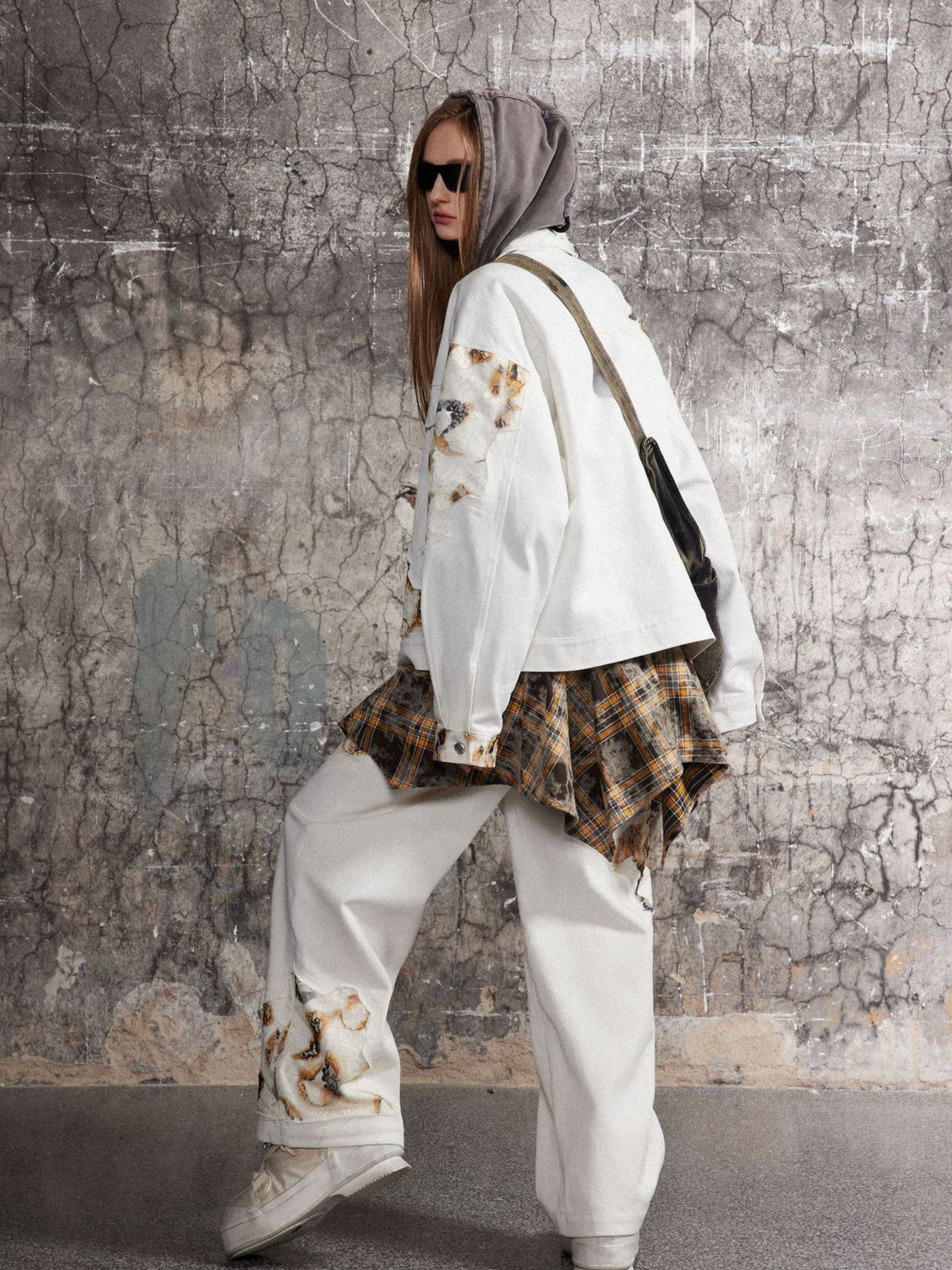 Blazeview - Women's Flame Lace Patchwork Denim Jacket