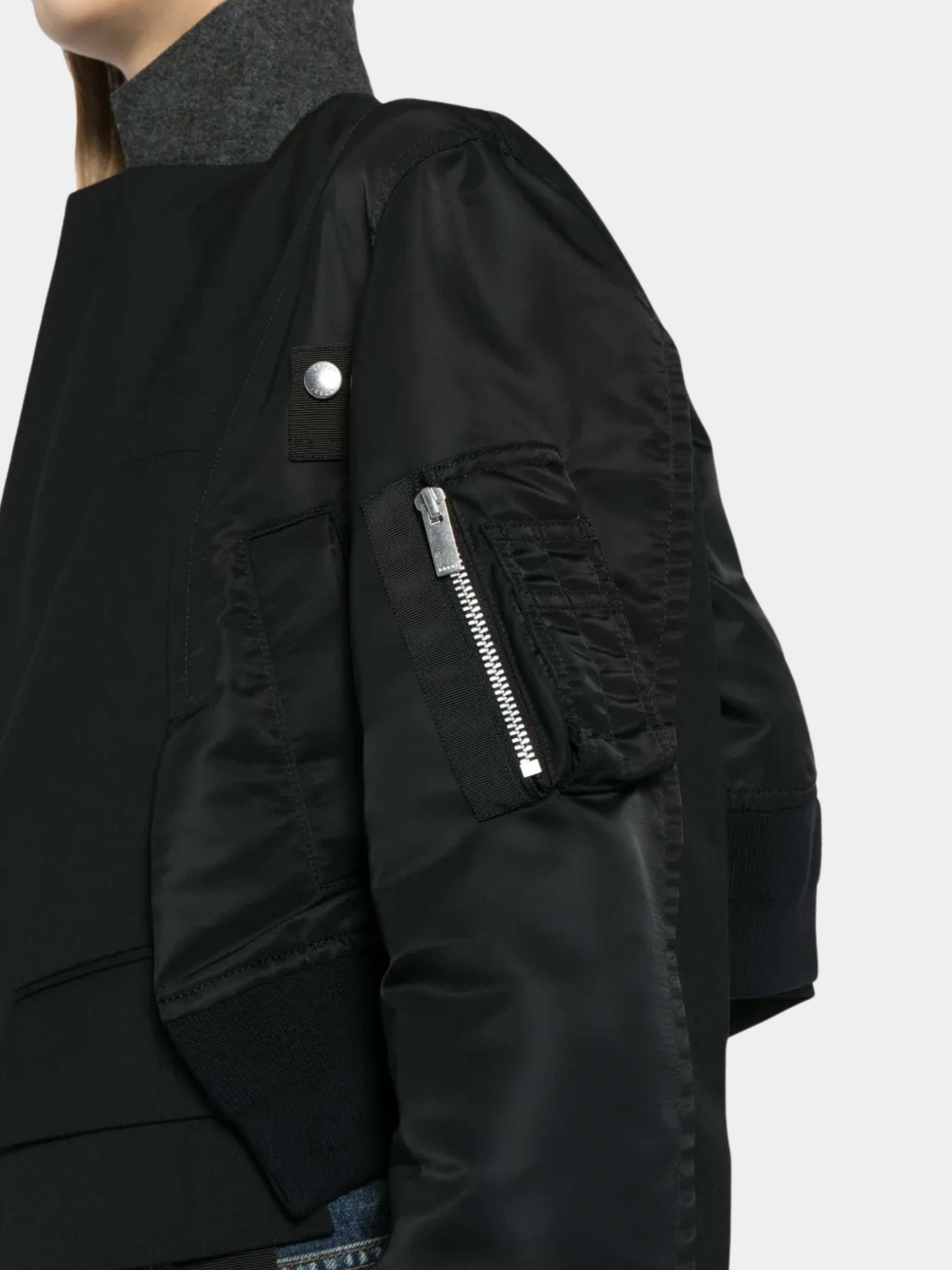 ShadowView - Women's Colorblock Split-Hem Cropped Blazer Jacket