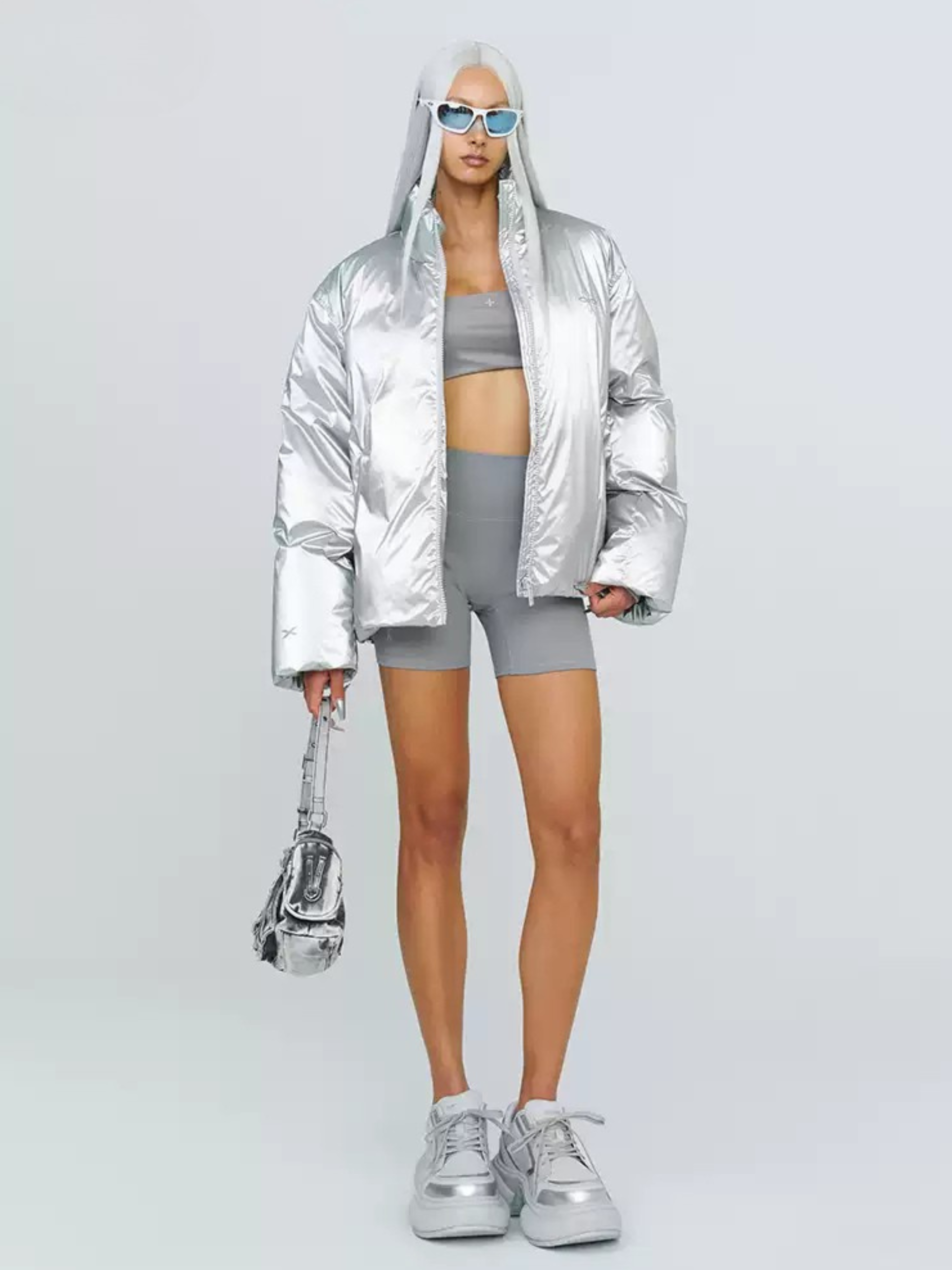 ShadowBoard - Women's White Duck Down Bubble Stand Collar Puffer Jacket