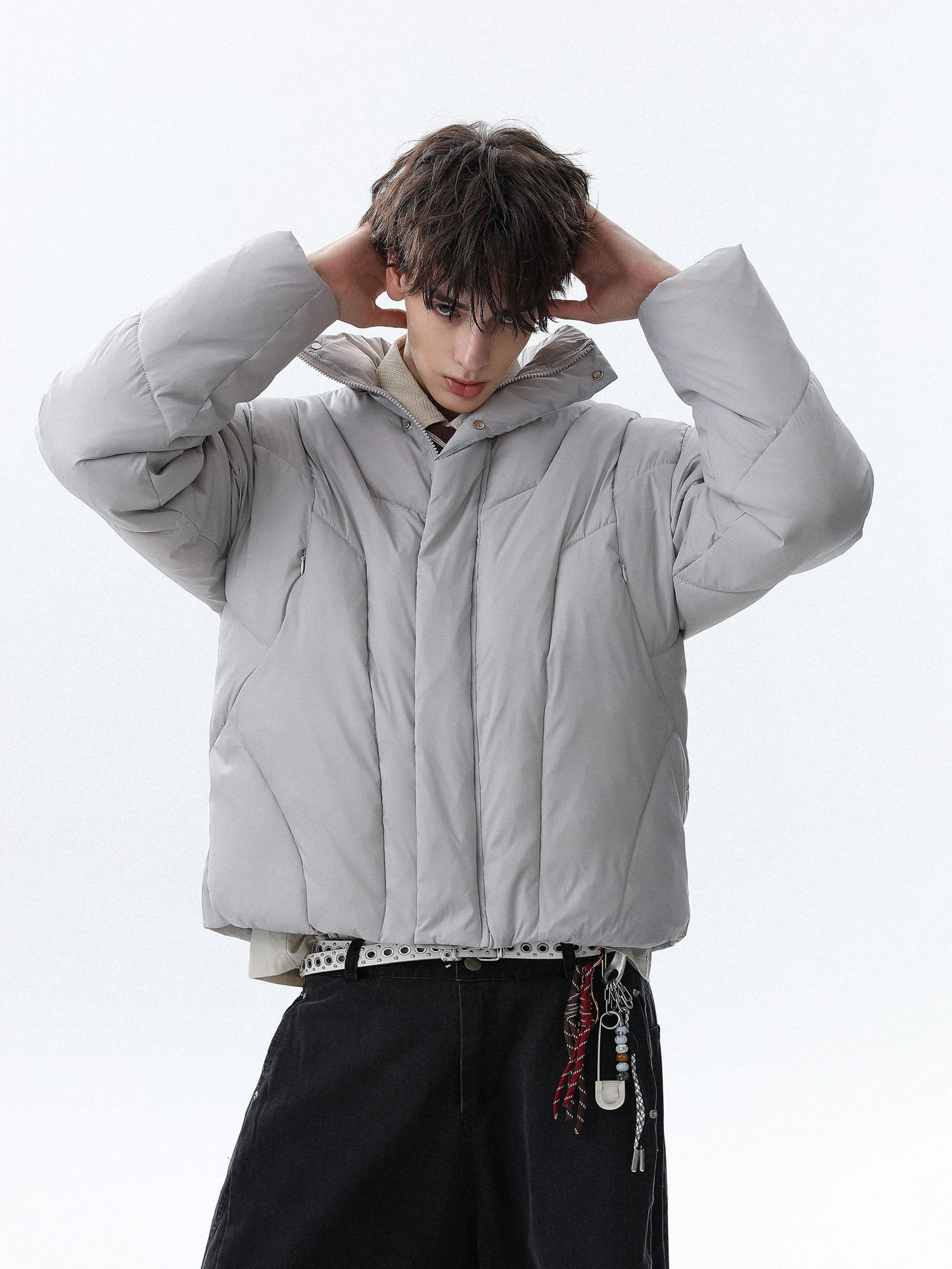 Summitline - Unisex Solid Color Stand Collar Quilted Padded Jacket