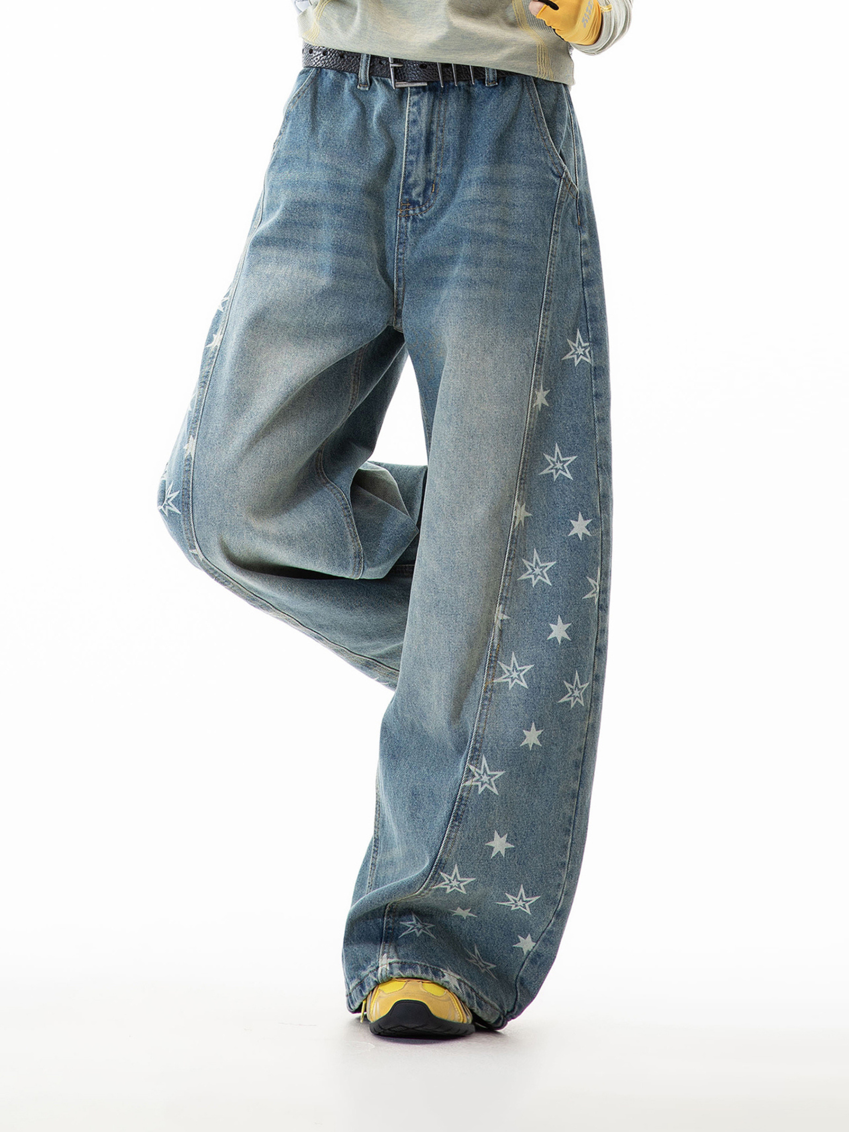 Gravitas - Women's Star-Print Washed Scimitar Denim Pants